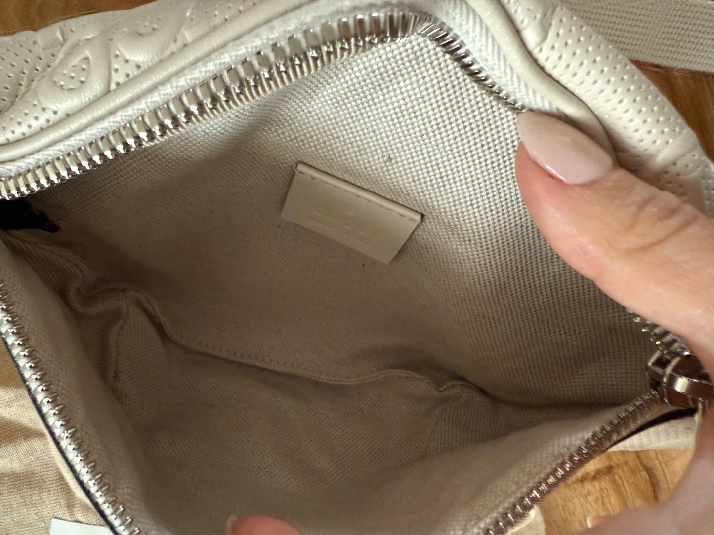 Gucci Emboss Belt Bag Cream