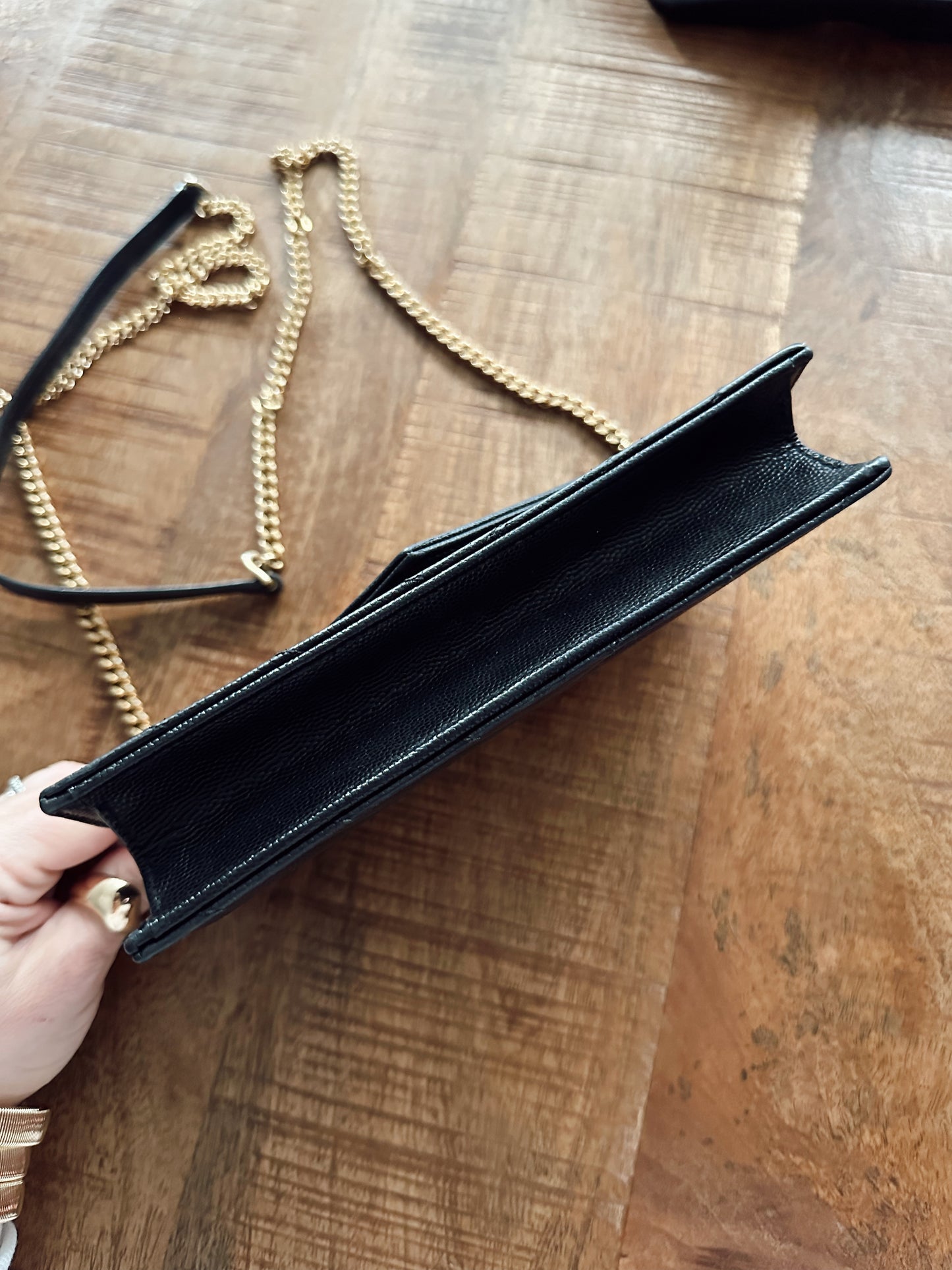 Saint Laurent Chevron Envelope Chain Wallet