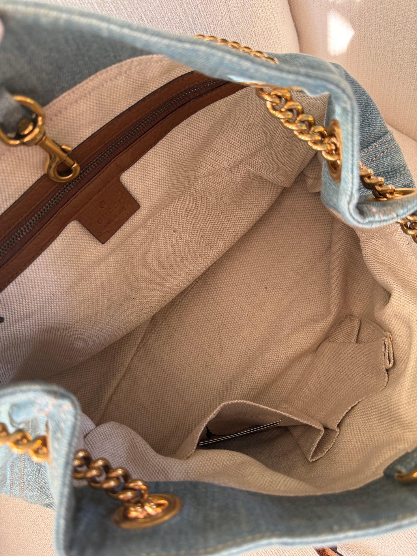 Gucci Soho Denim Chain Bag
