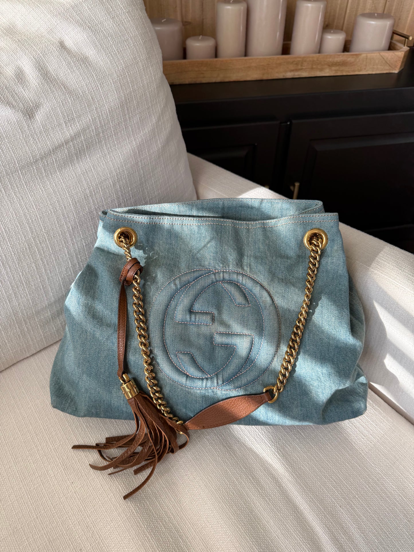 Gucci Soho Denim Chain Bag