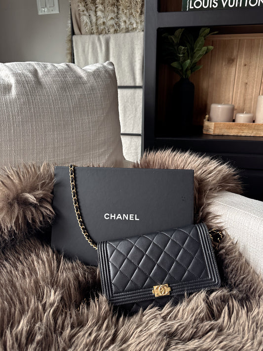 CHANEL Boy Wallet On Chain Quilted Lambskin