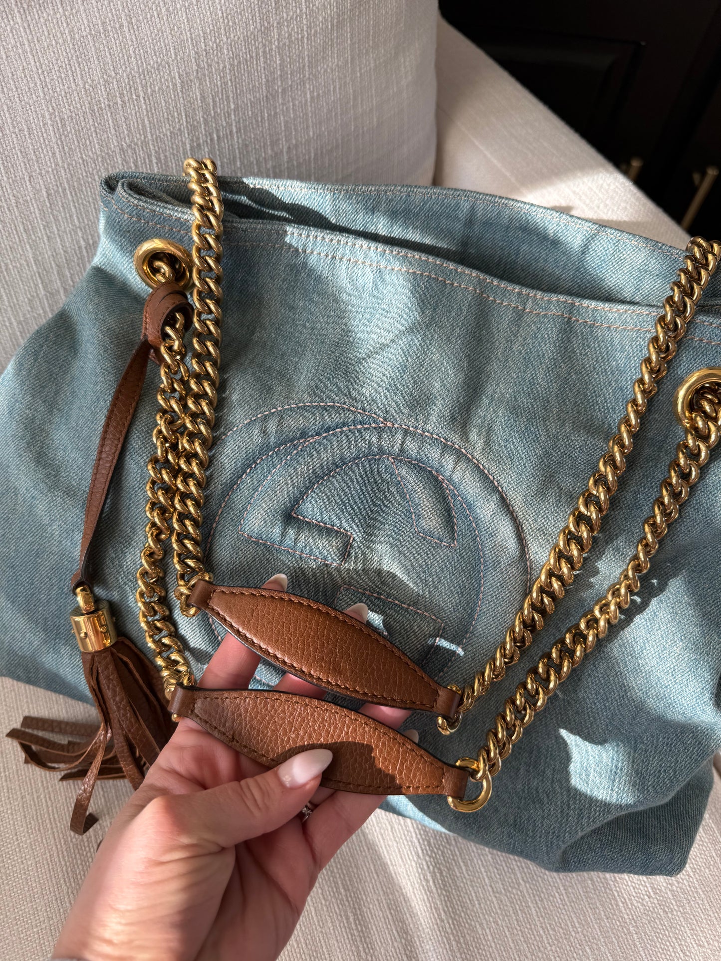 Gucci Soho Denim Chain Bag