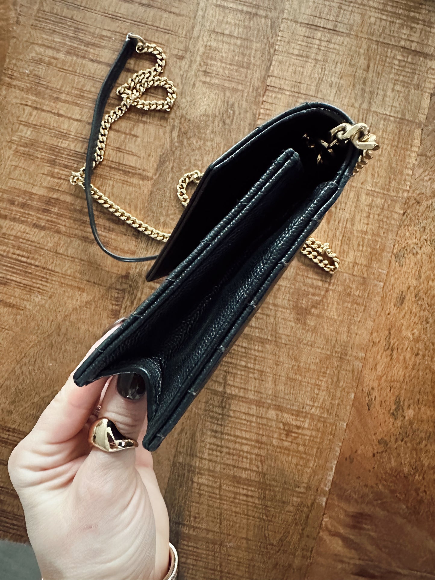 Saint Laurent Chevron Envelope Chain Wallet