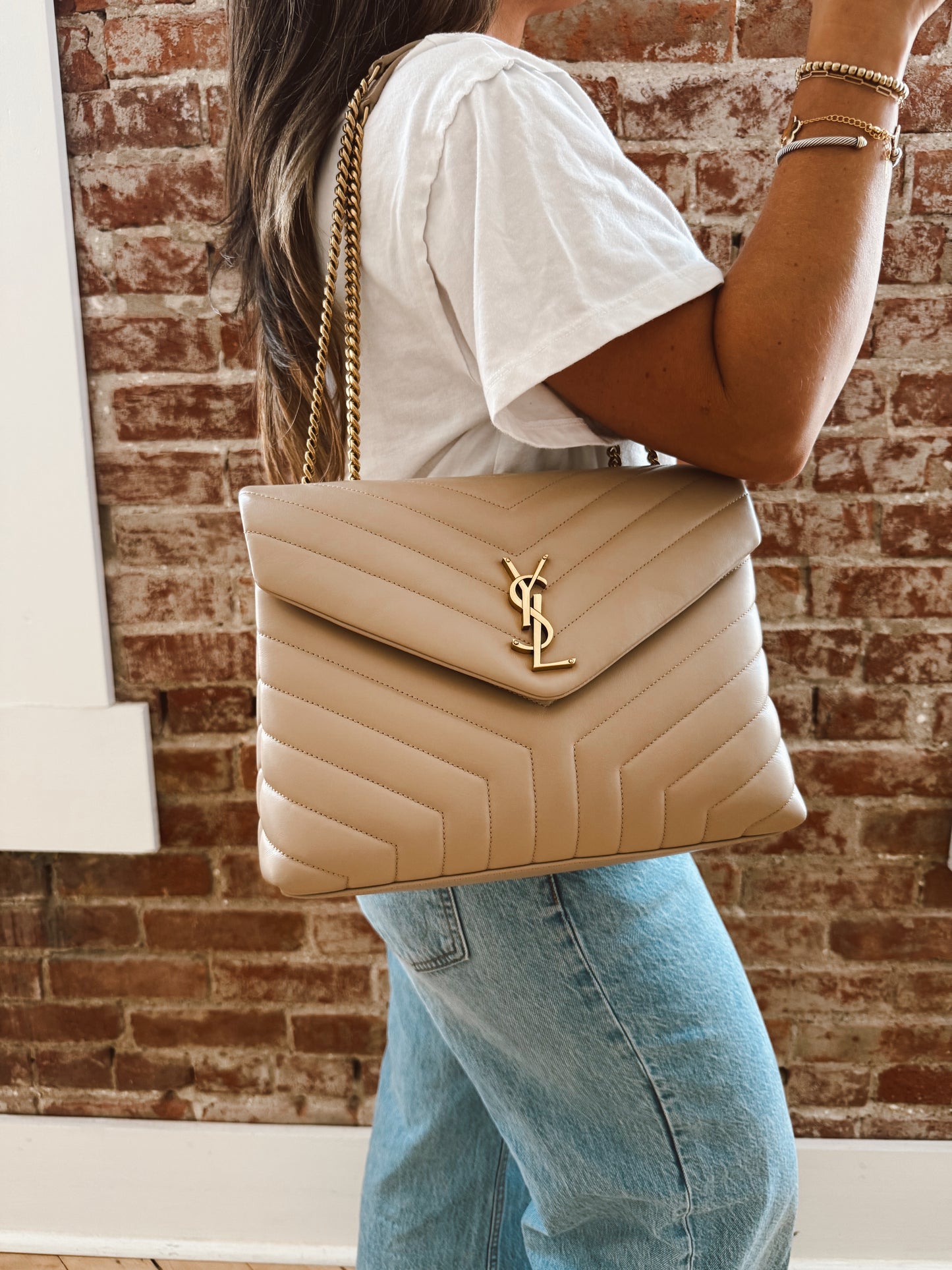 YSL LouLou Chevron Medium