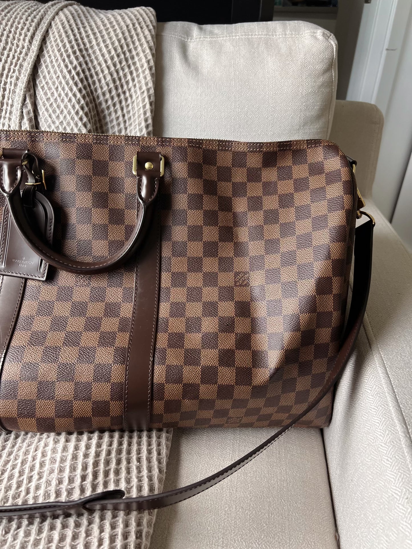 Louis Vuitton Bandouliere Keepall 55 Damier Ebene