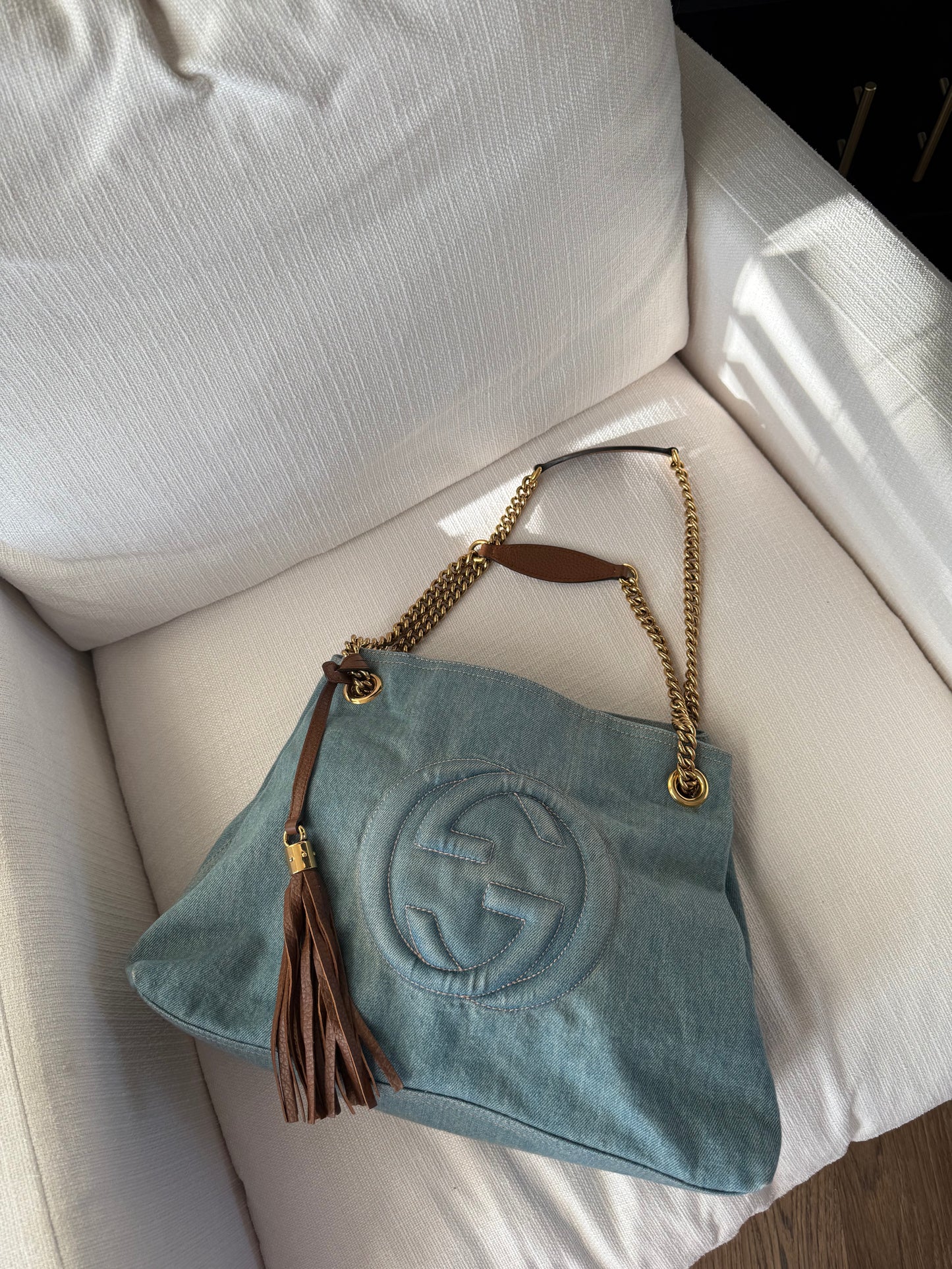 Gucci Soho Denim Chain Bag