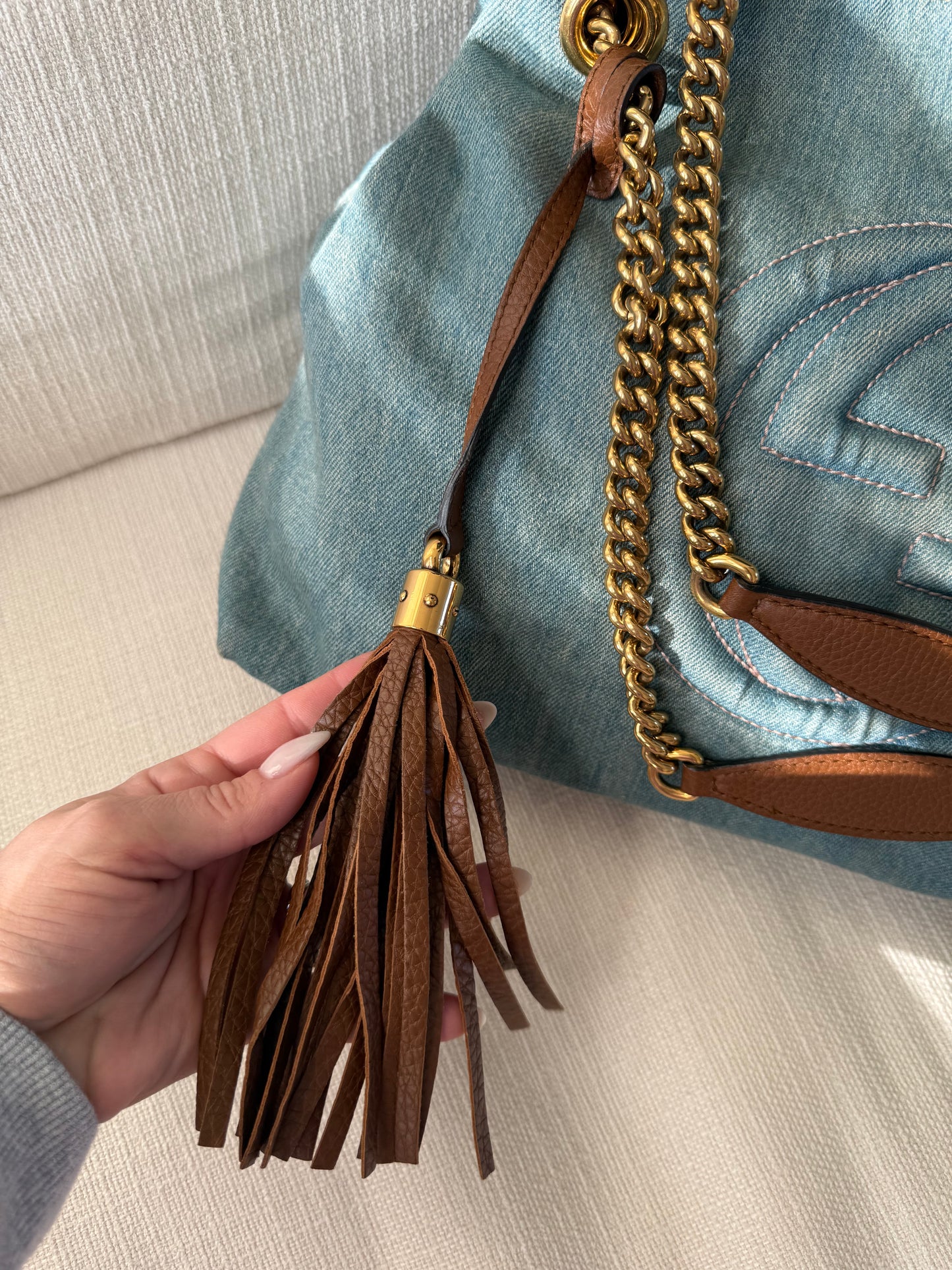 Gucci Soho Denim Chain Bag