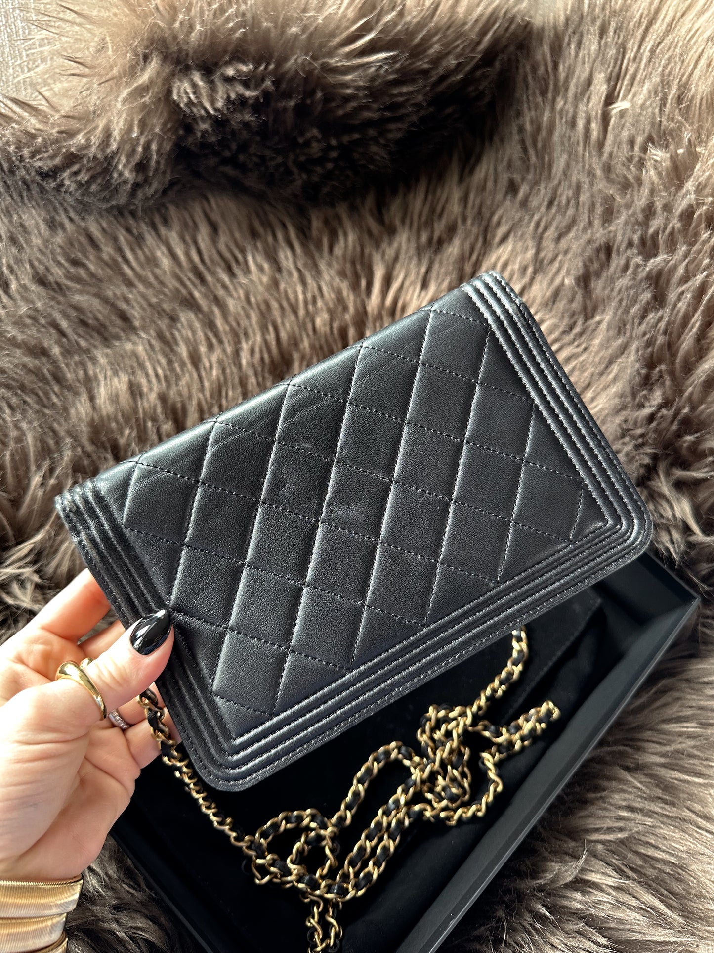 CHANEL Boy Wallet On Chain Quilted Lambskin