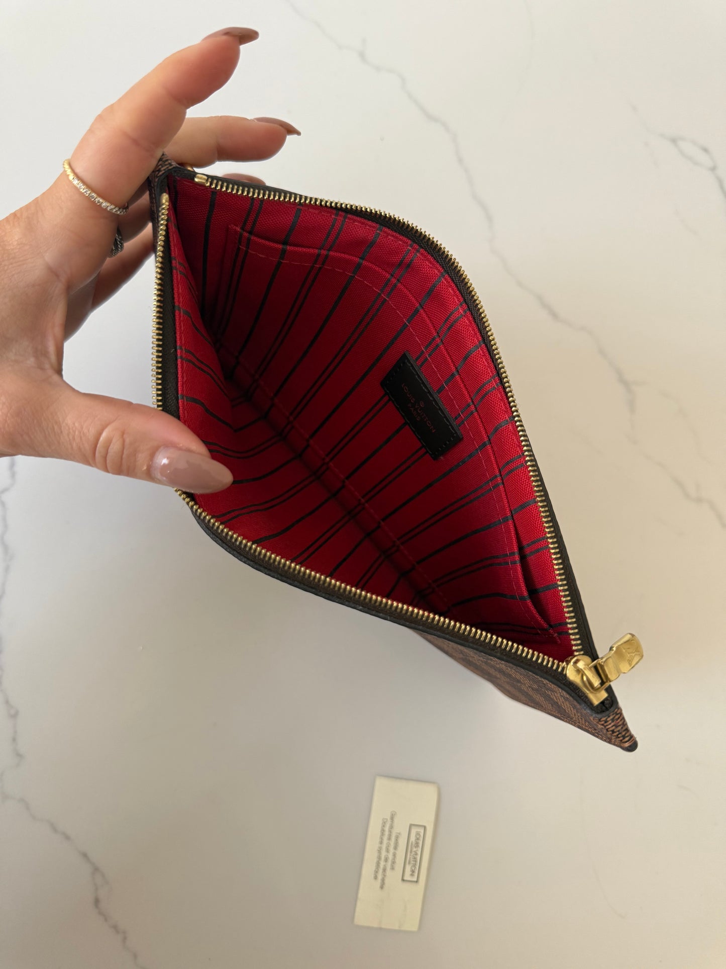 Louis Vuitton Neverfull Damier Ebene Wristlet