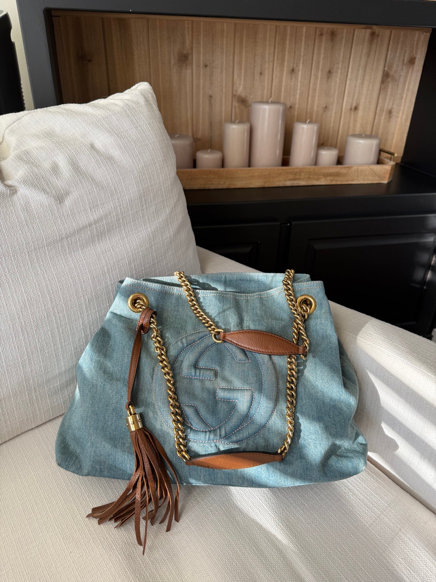 Gucci Soho Denim Chain Bag