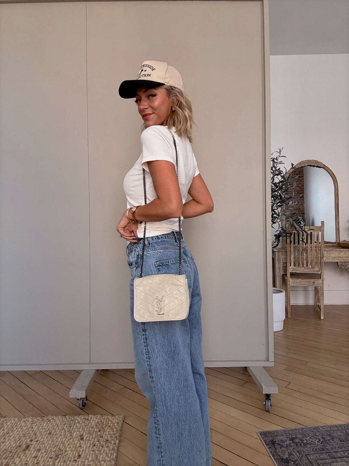 YSL Crinkled Calfskin Matelasse Monogram Niki Chain Bag