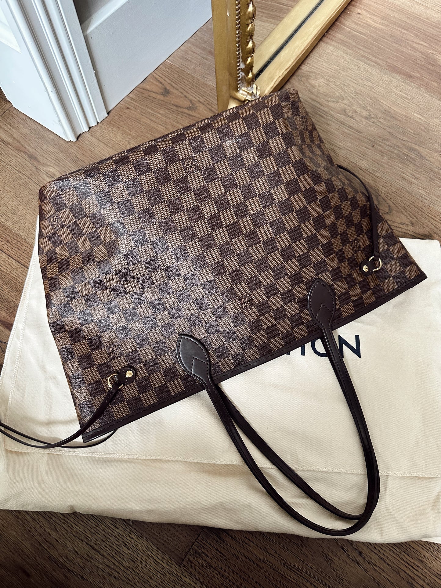 Louis Vuitton Neverfull MM Damier Ebene Rose Ballerine