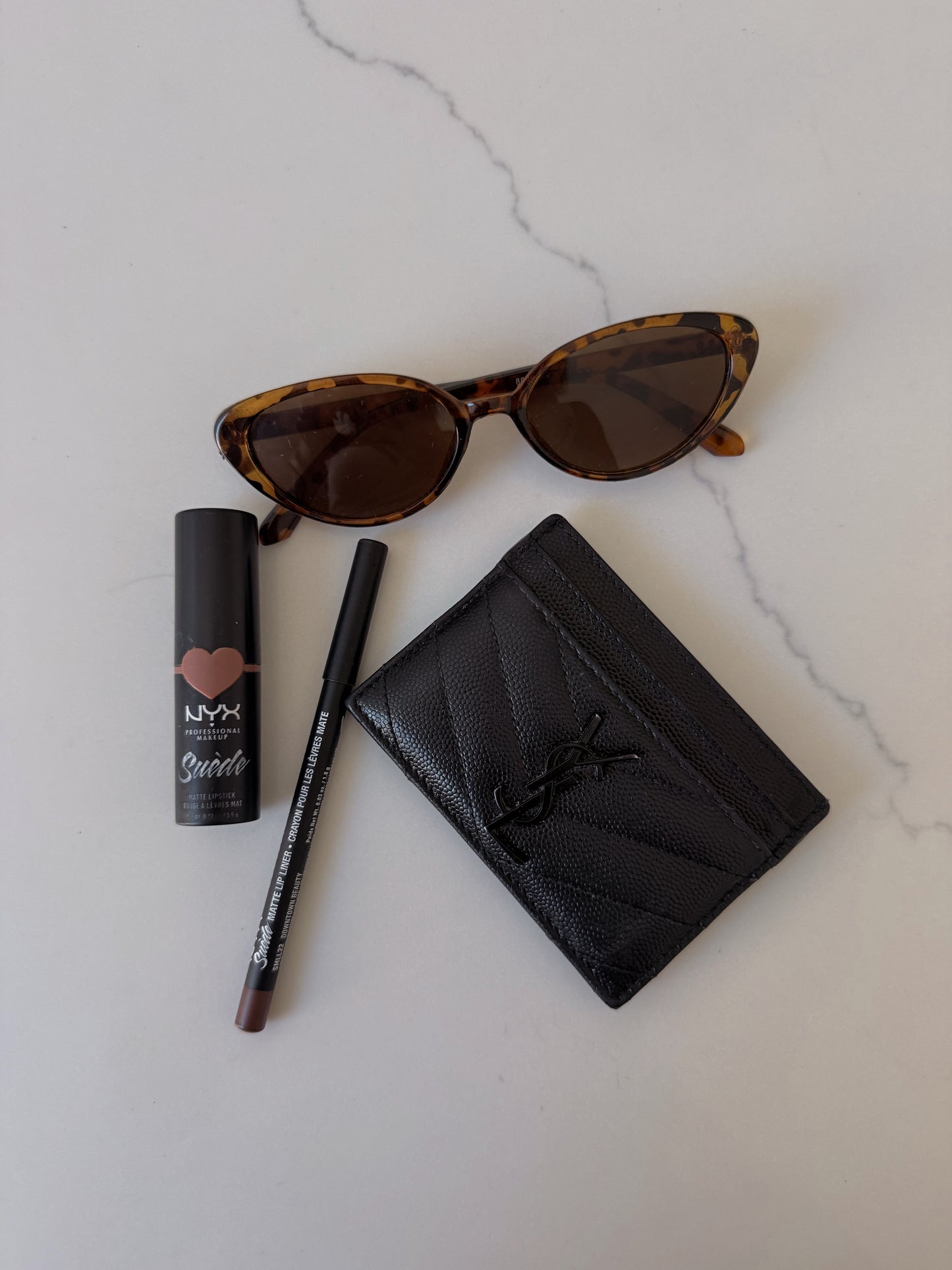 YSL Monogram Card Case in Grained Leather