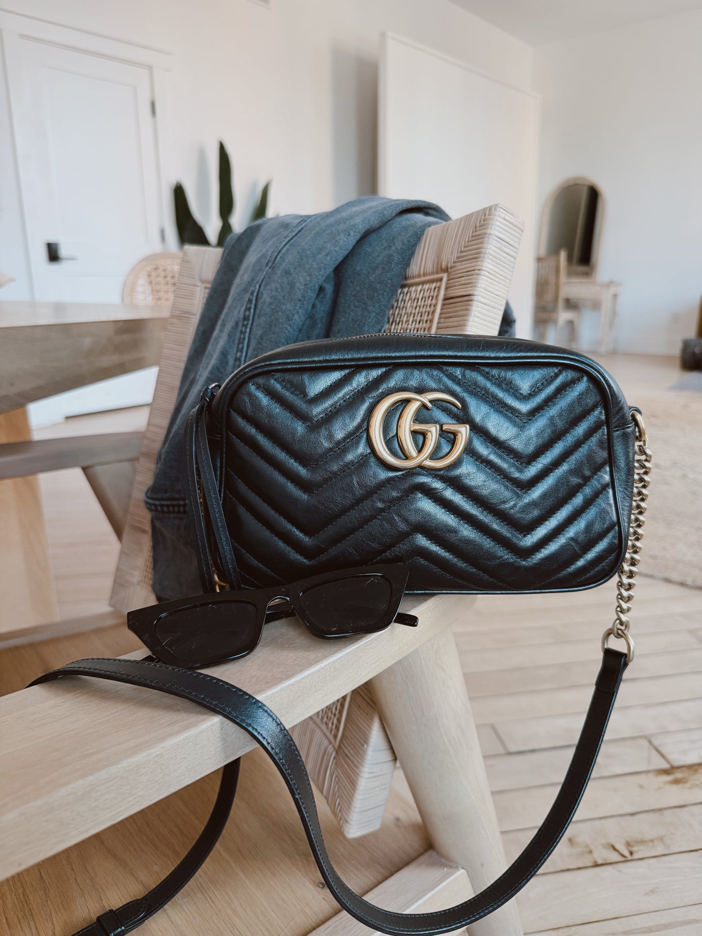 Black Gucci Marmont Camera Bag