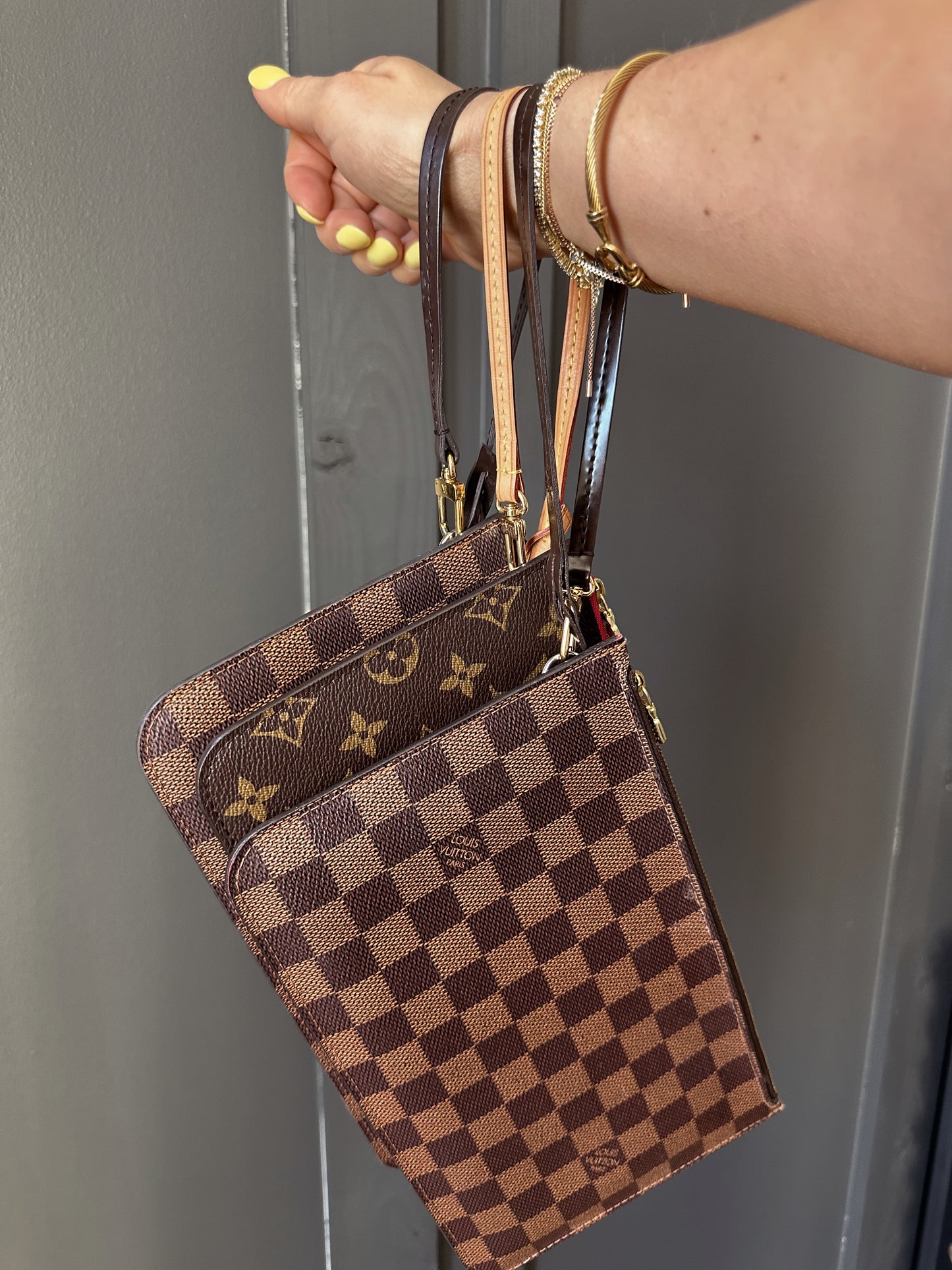 Louis Vuitton Neverfull Wristlet Damier Ebene