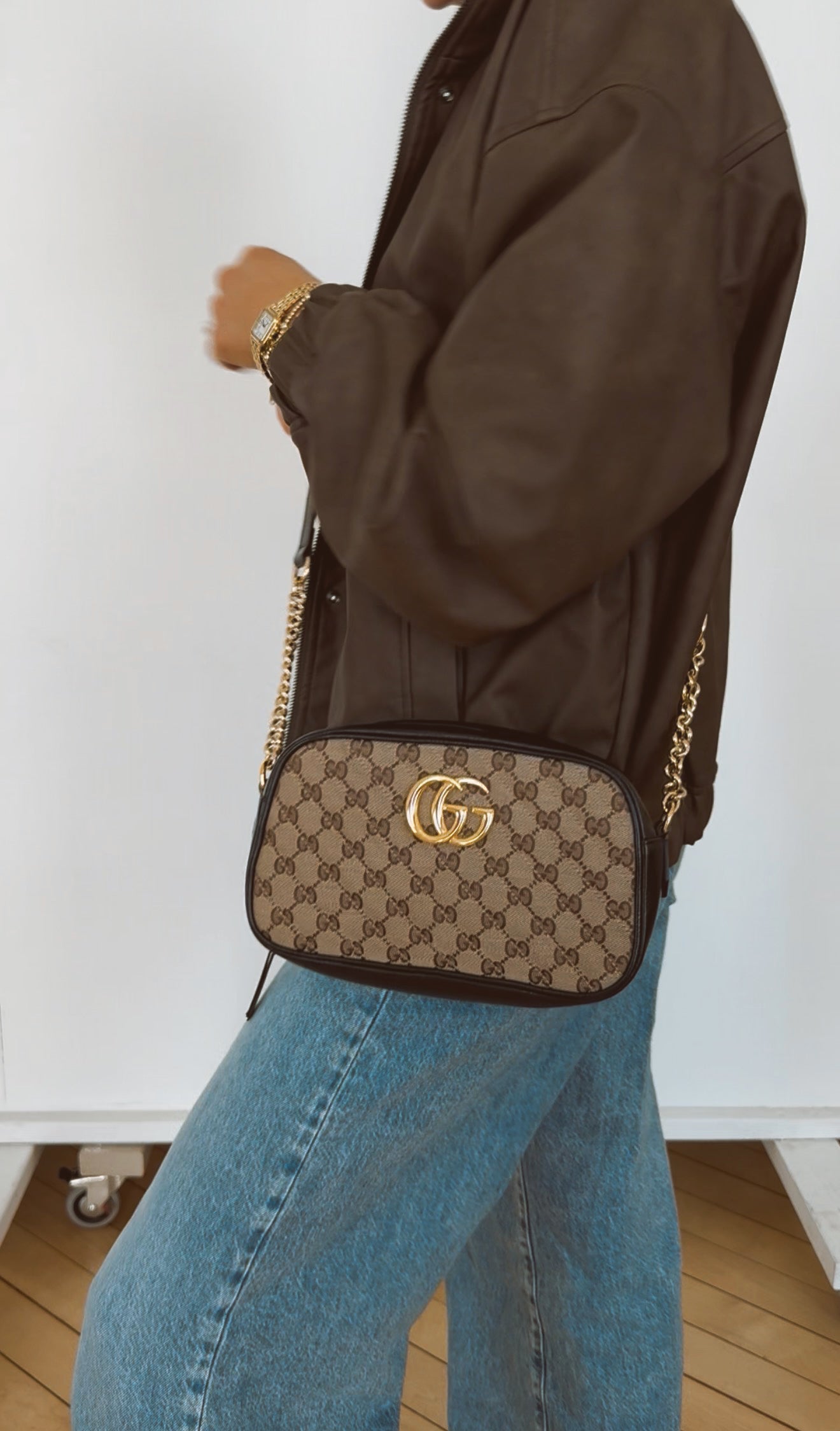 GUCCI GG Monogram Marmont Chain Shoulder Bag