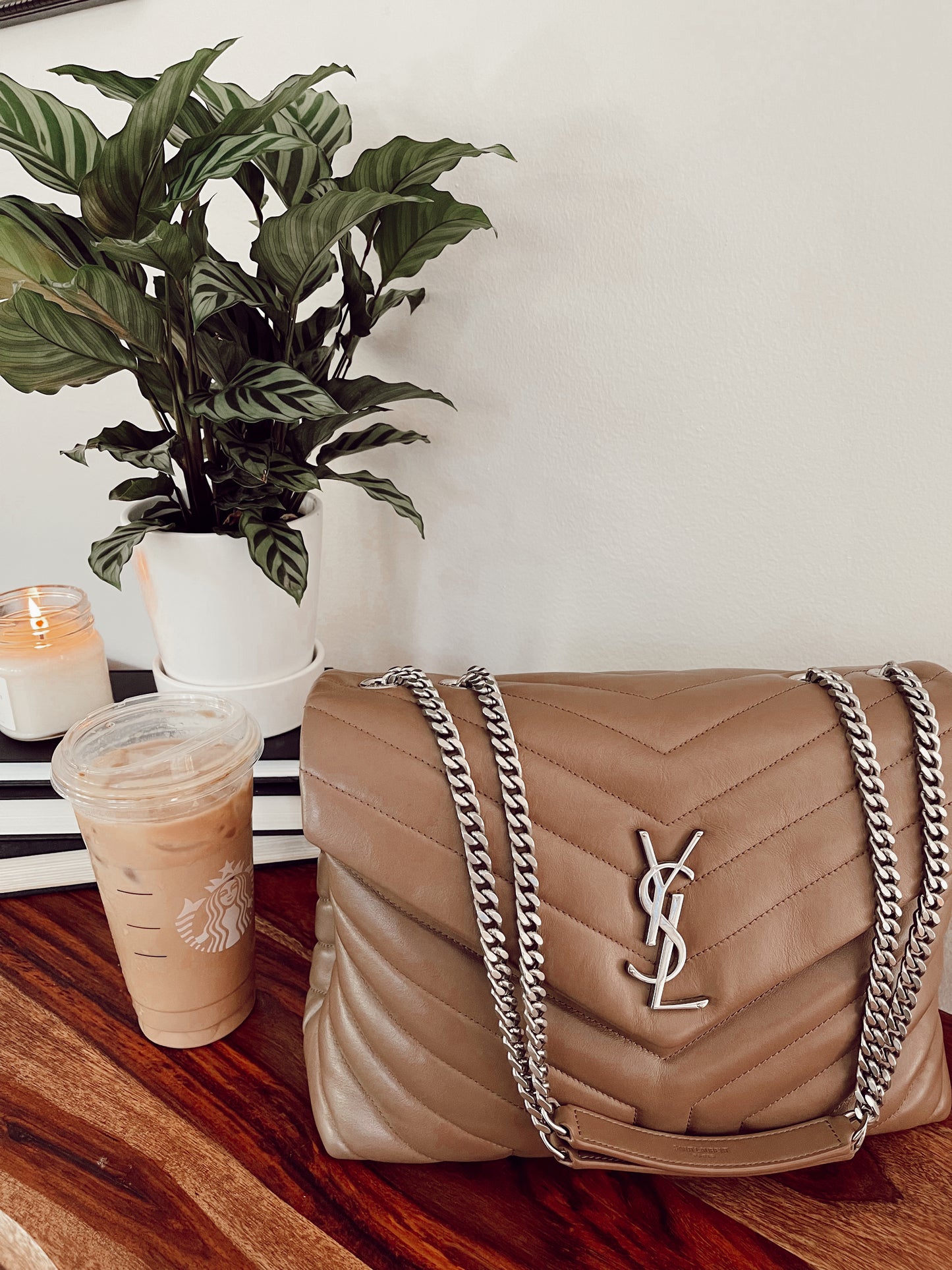 Saint Laurent Medium Loulou Taupe Satchel