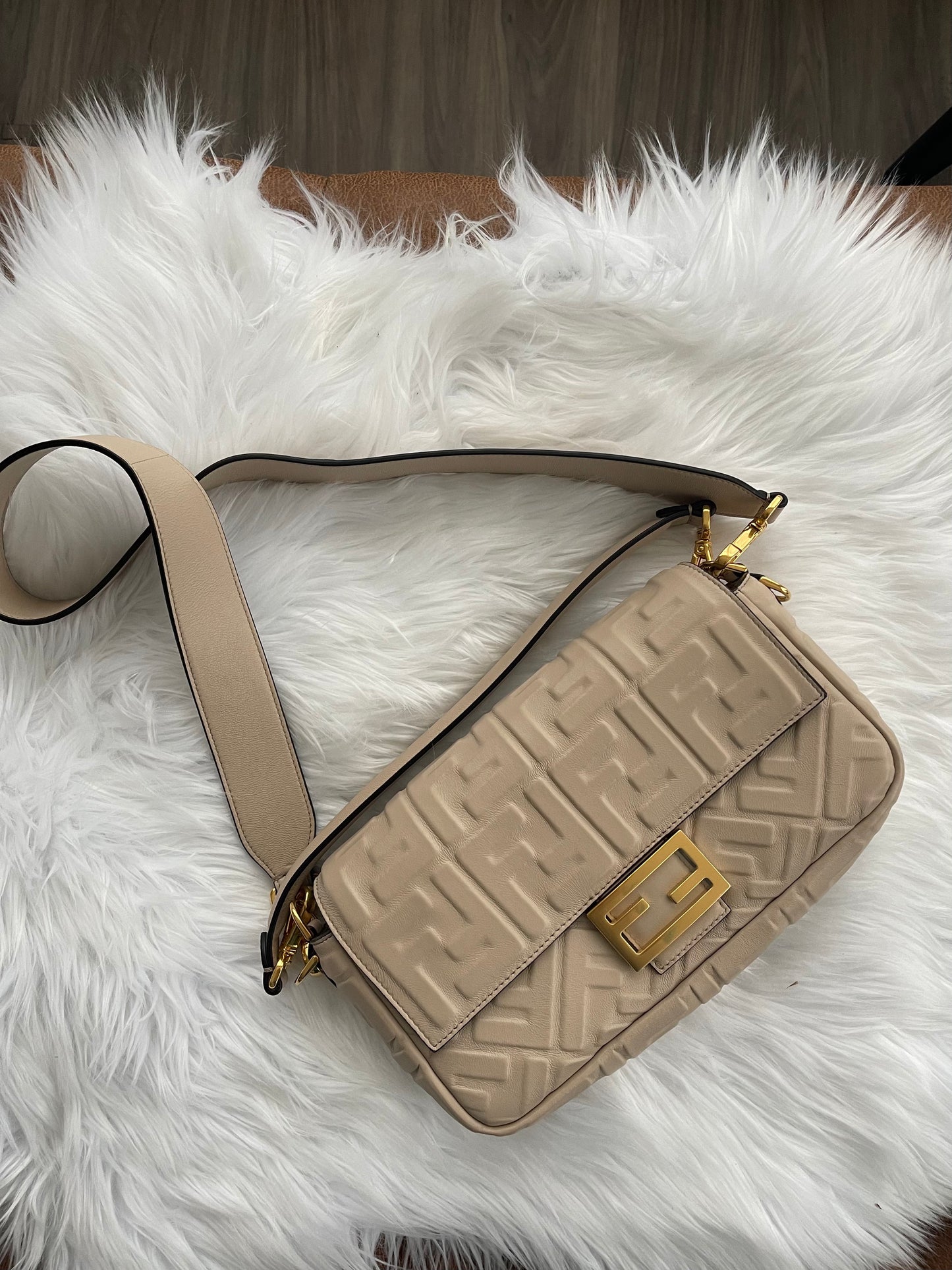 Fendi Baguette Nappa Leather Beige