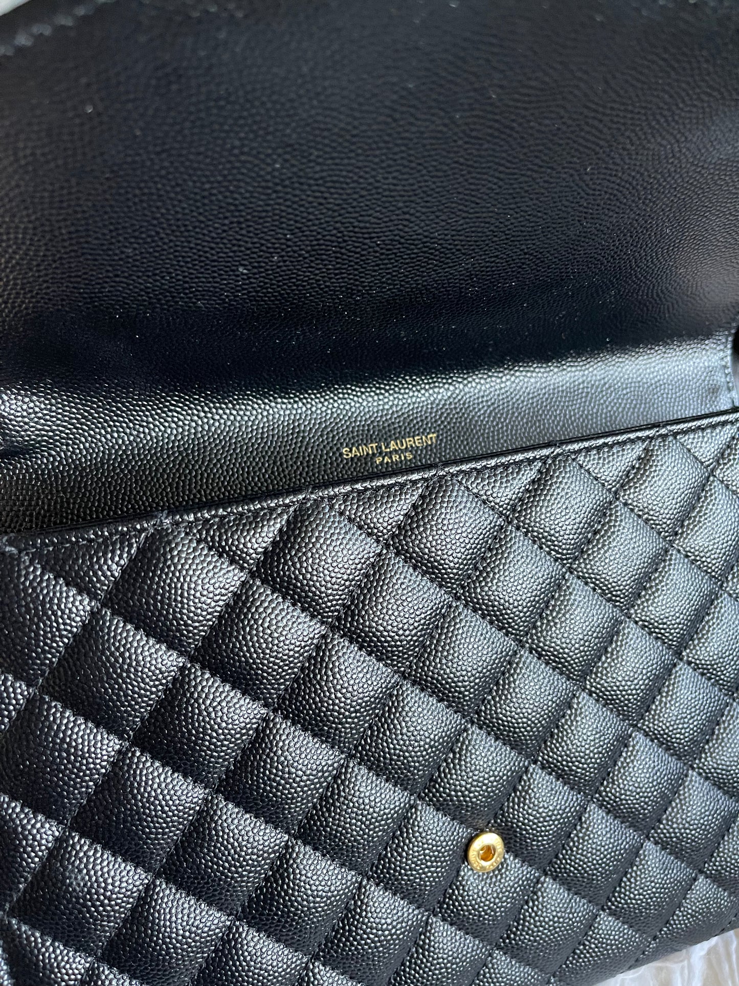 Saint Laurent Matelasse Monogram Black Clutch