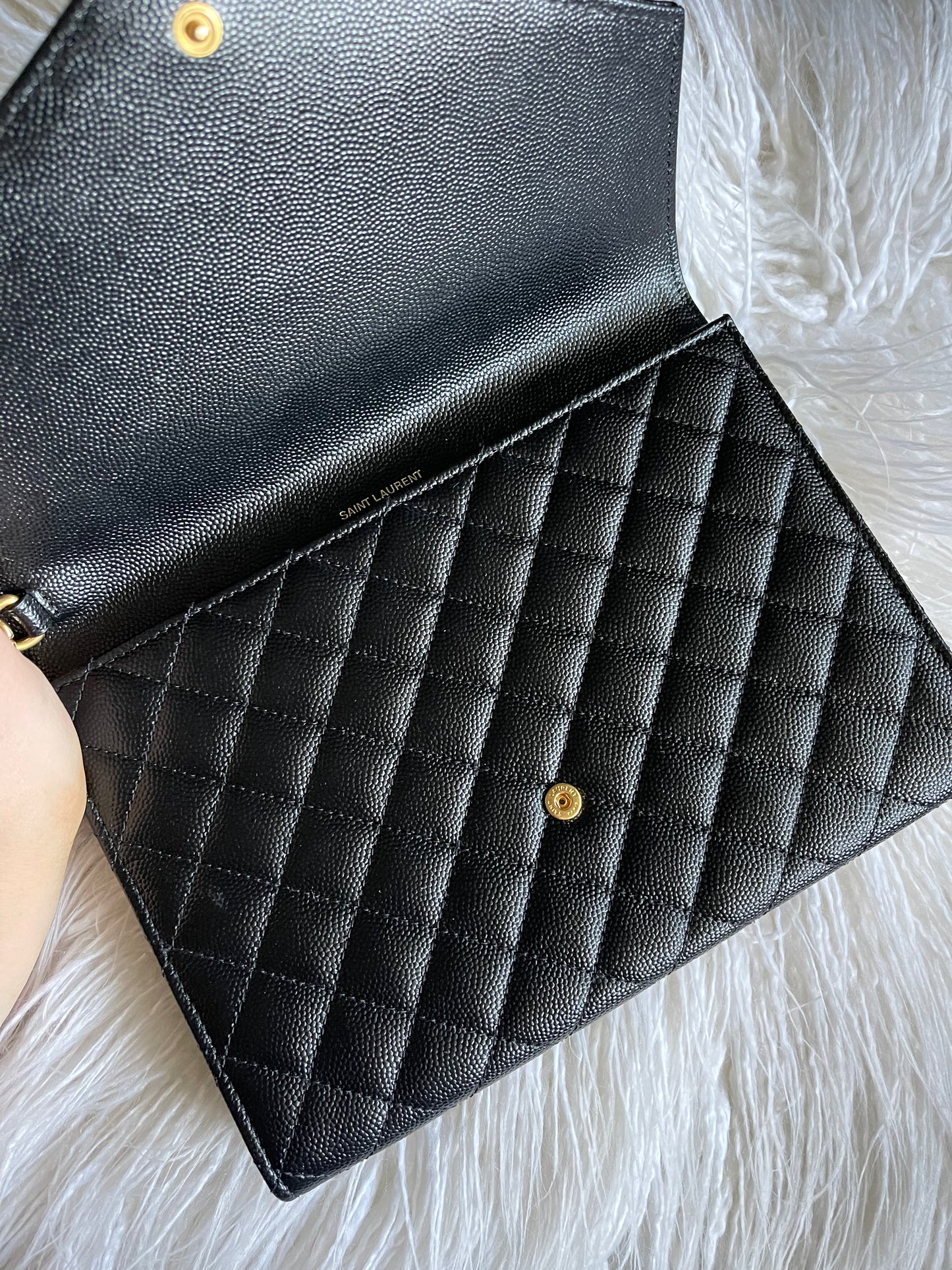 Saint Laurent Matelasse Monogram Black Clutch