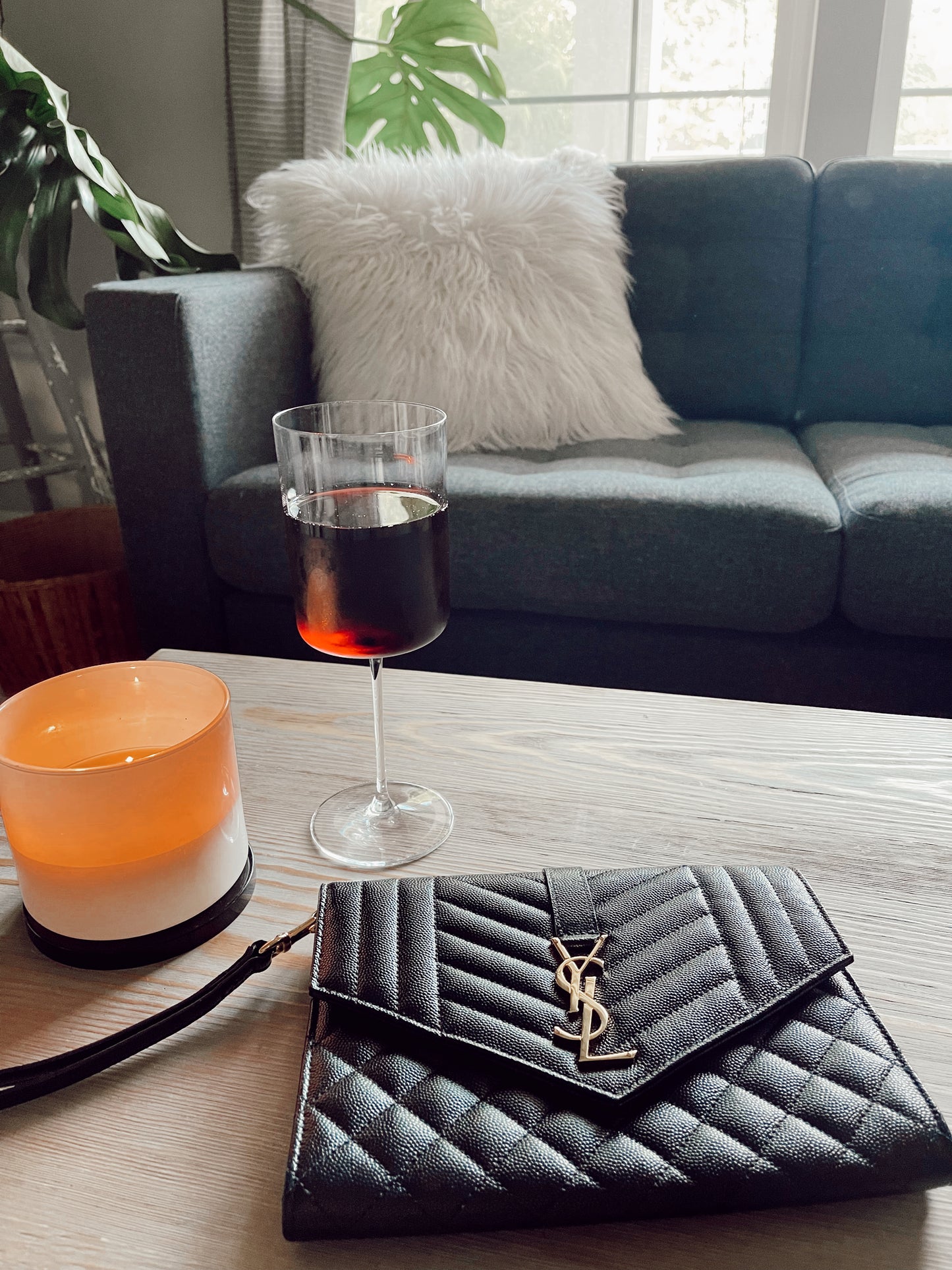 Saint Laurent Matelasse Monogram Black Clutch