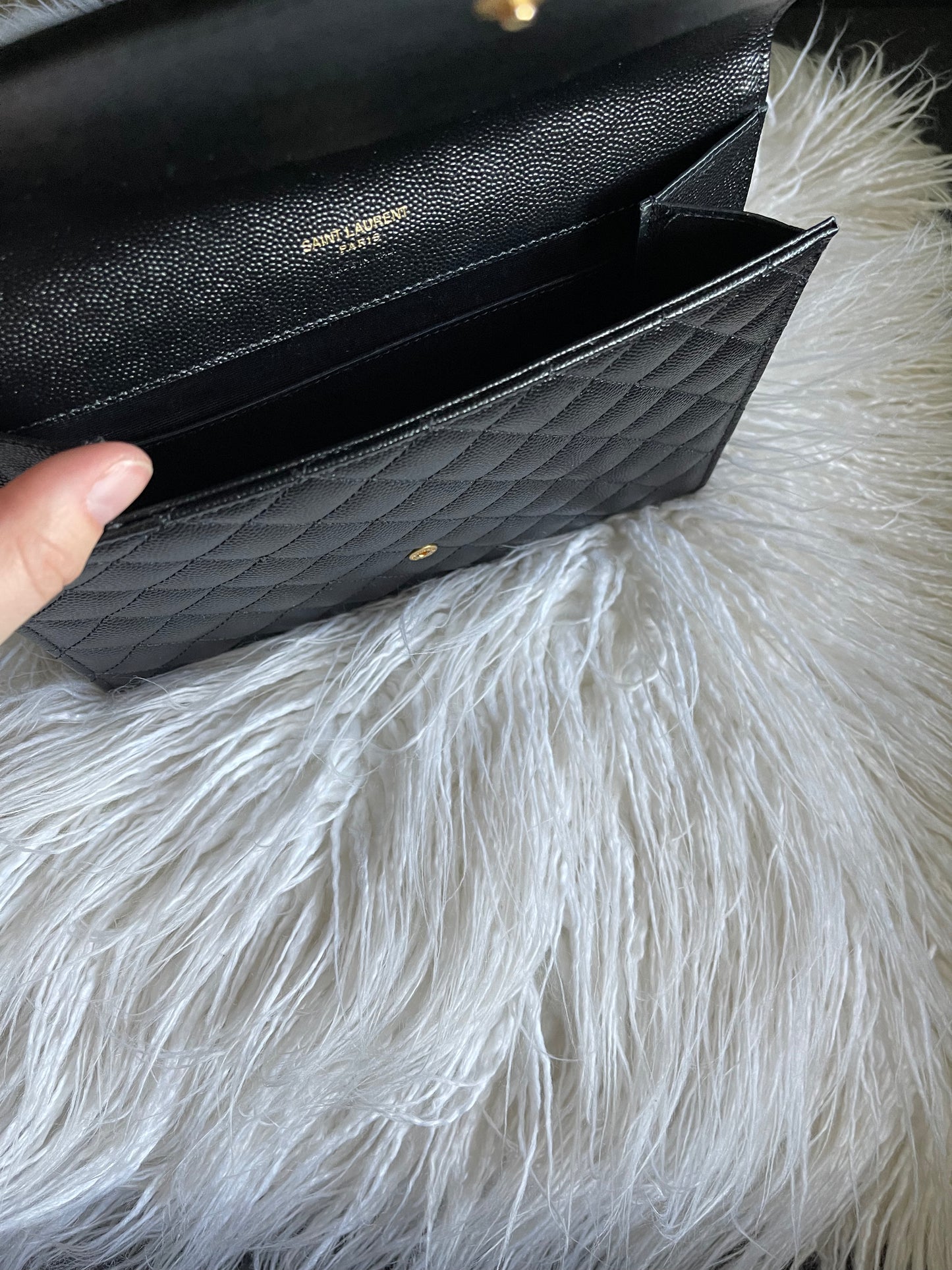 Saint Laurent Matelasse Monogram Black Clutch