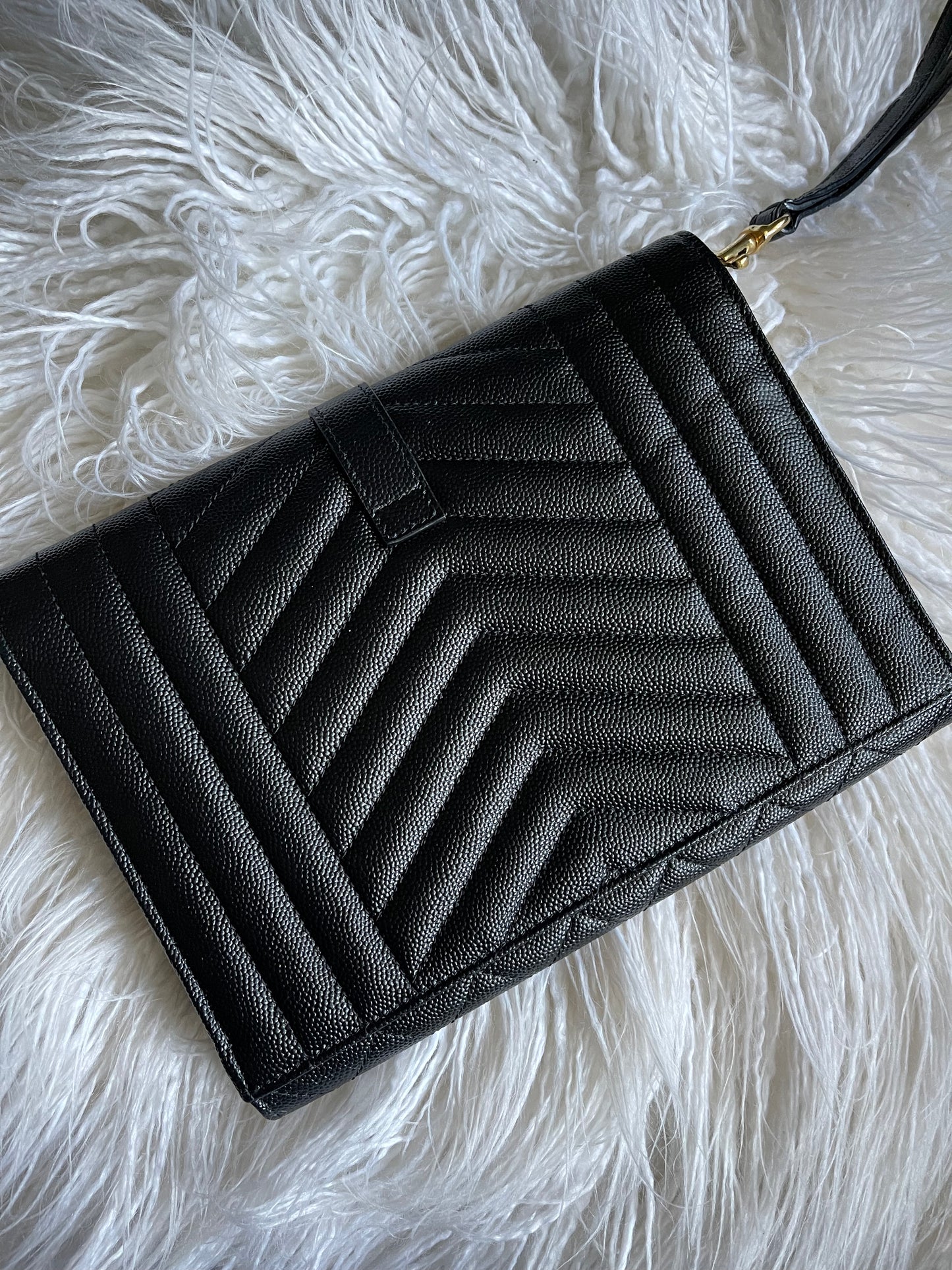 Saint Laurent Matelasse Monogram Black Clutch
