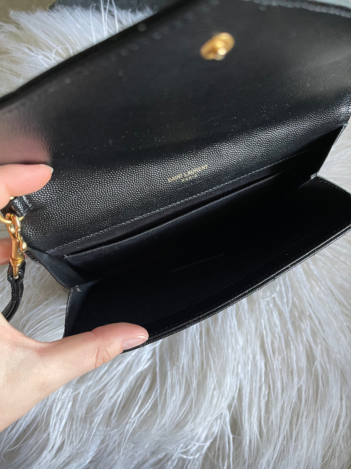 Saint Laurent Matelasse Monogram Black Clutch