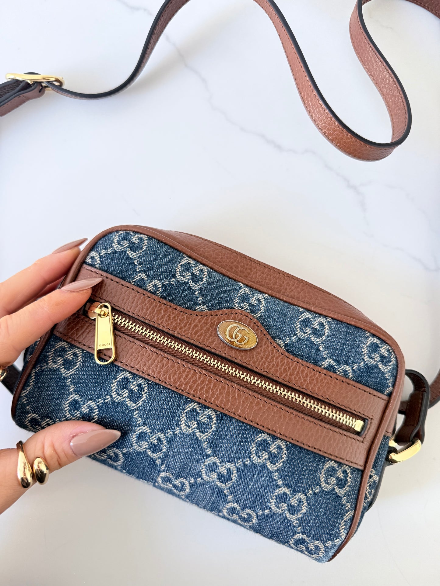 GUCCI Ophidia Shoulder Bag GG Denim Mini
