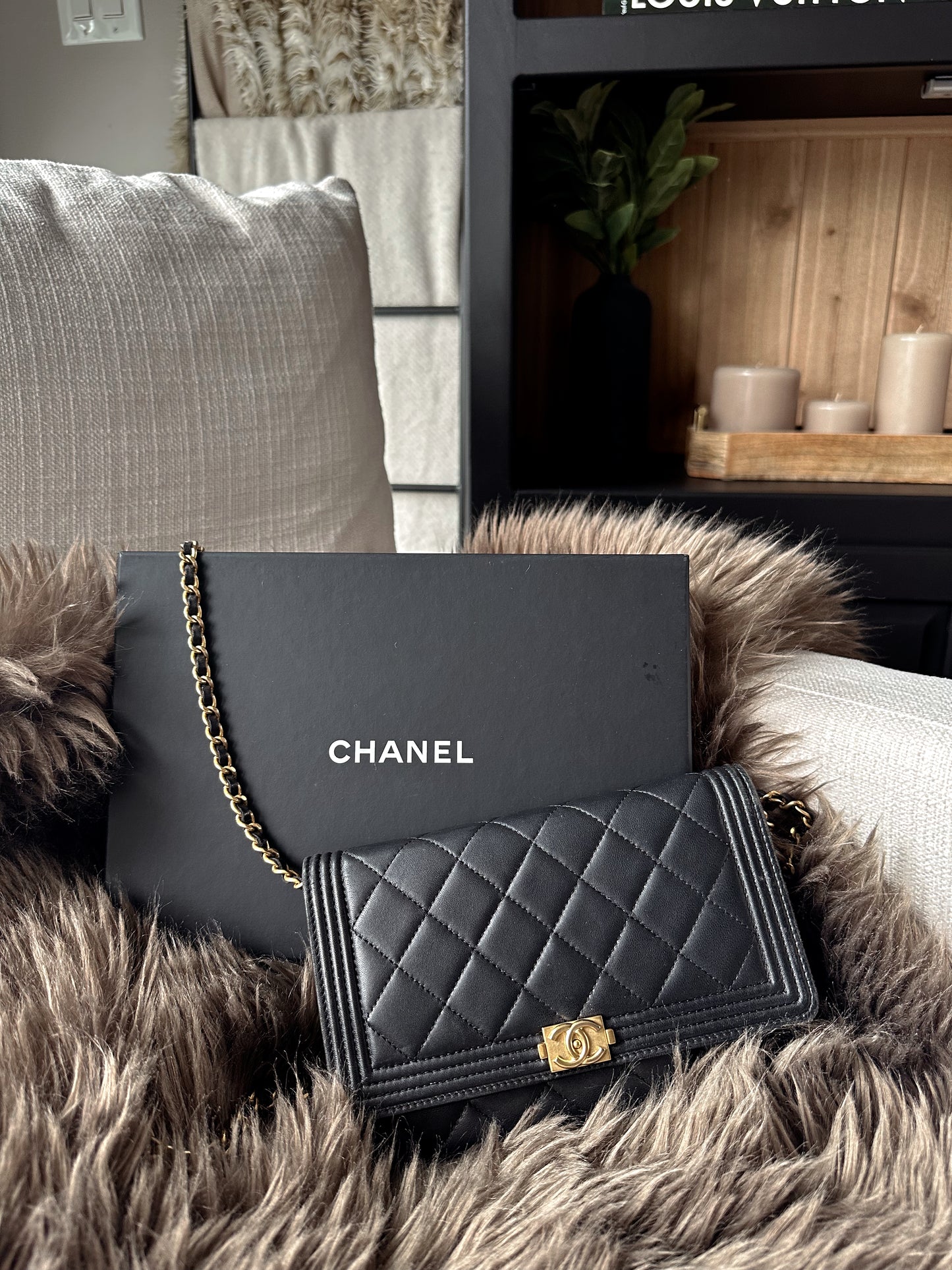 CHANEL Boy Wallet On Chain Quilted Lambskin