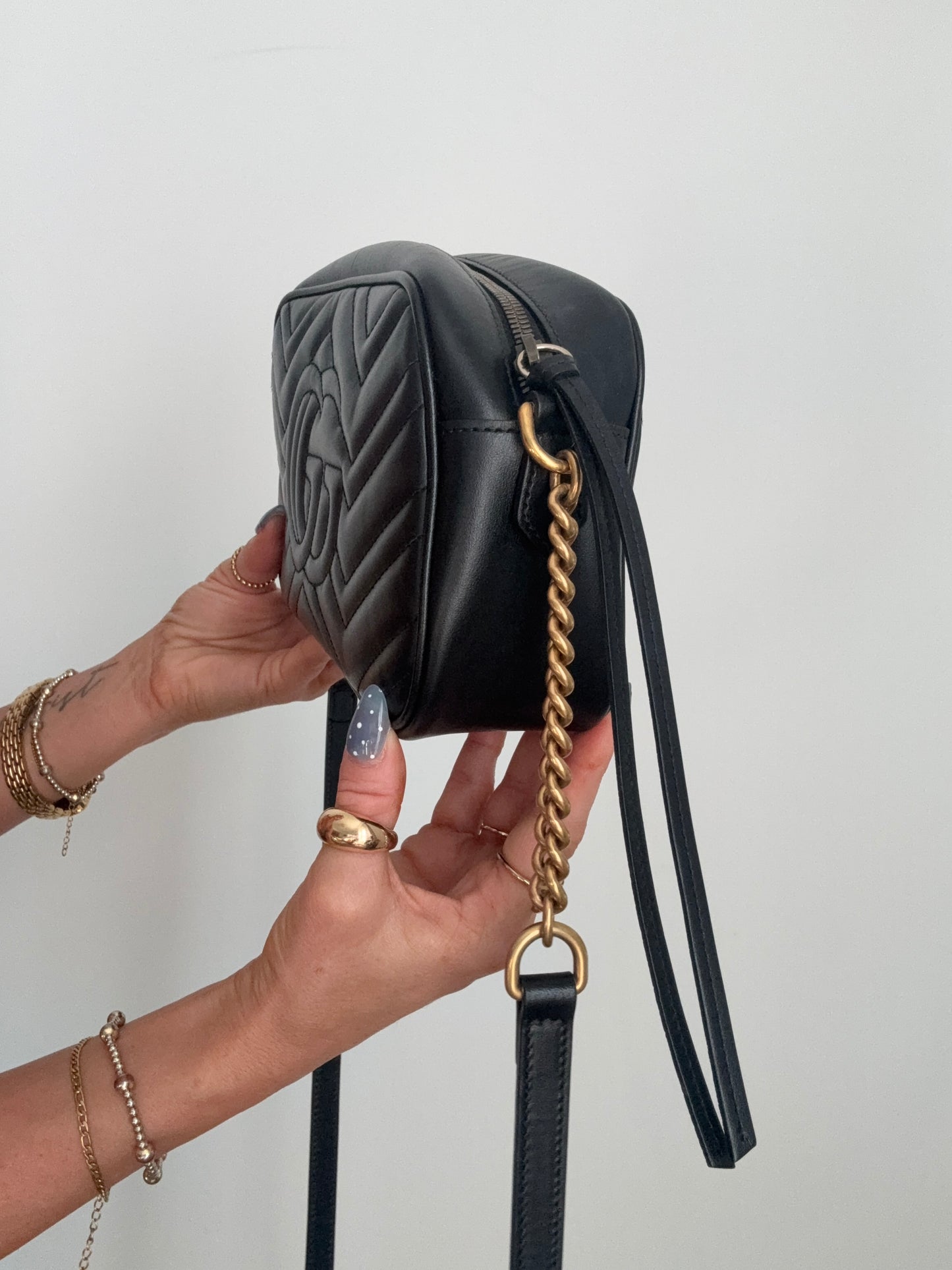 Black Gucci Marmont Camera Bag