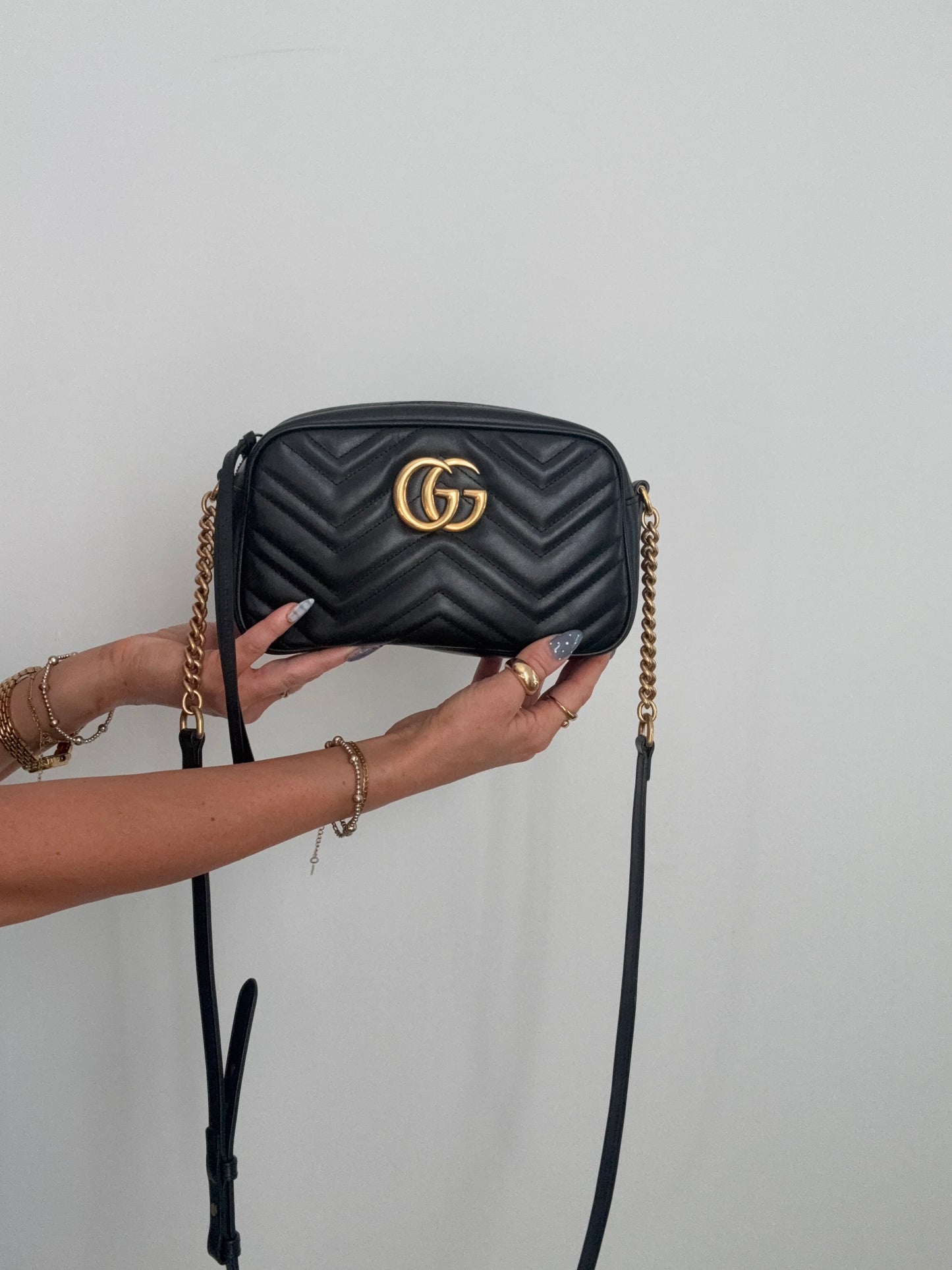 Black Gucci Marmont Camera Bag