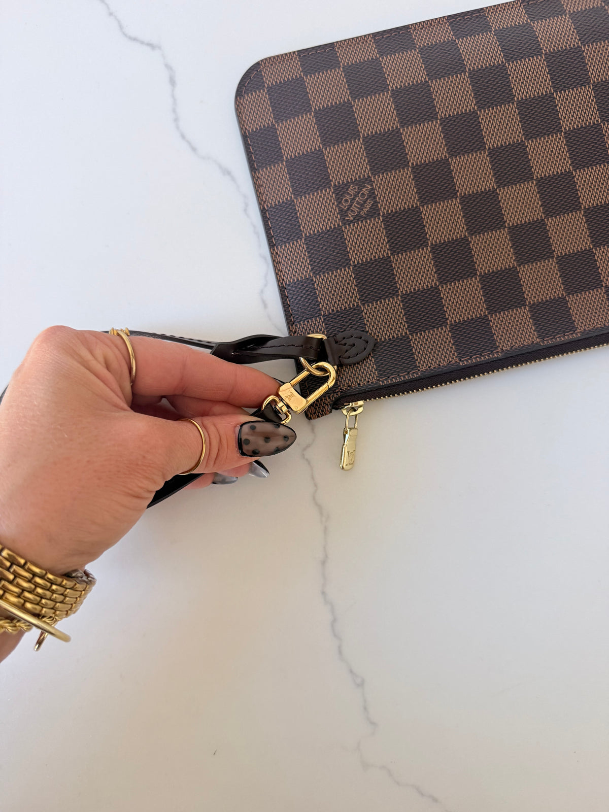 Louis Vuitton Neverfull Wristlet Damier Ebene