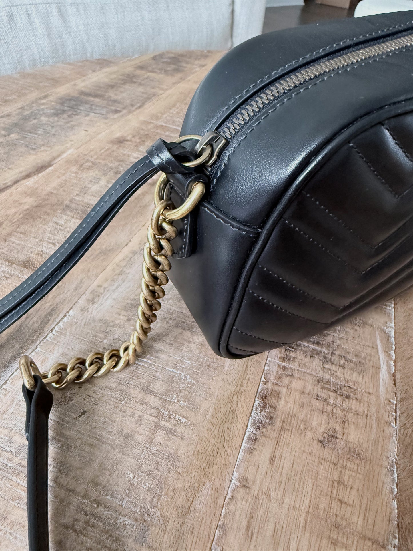 Black Gucci Marmont Camera Bag