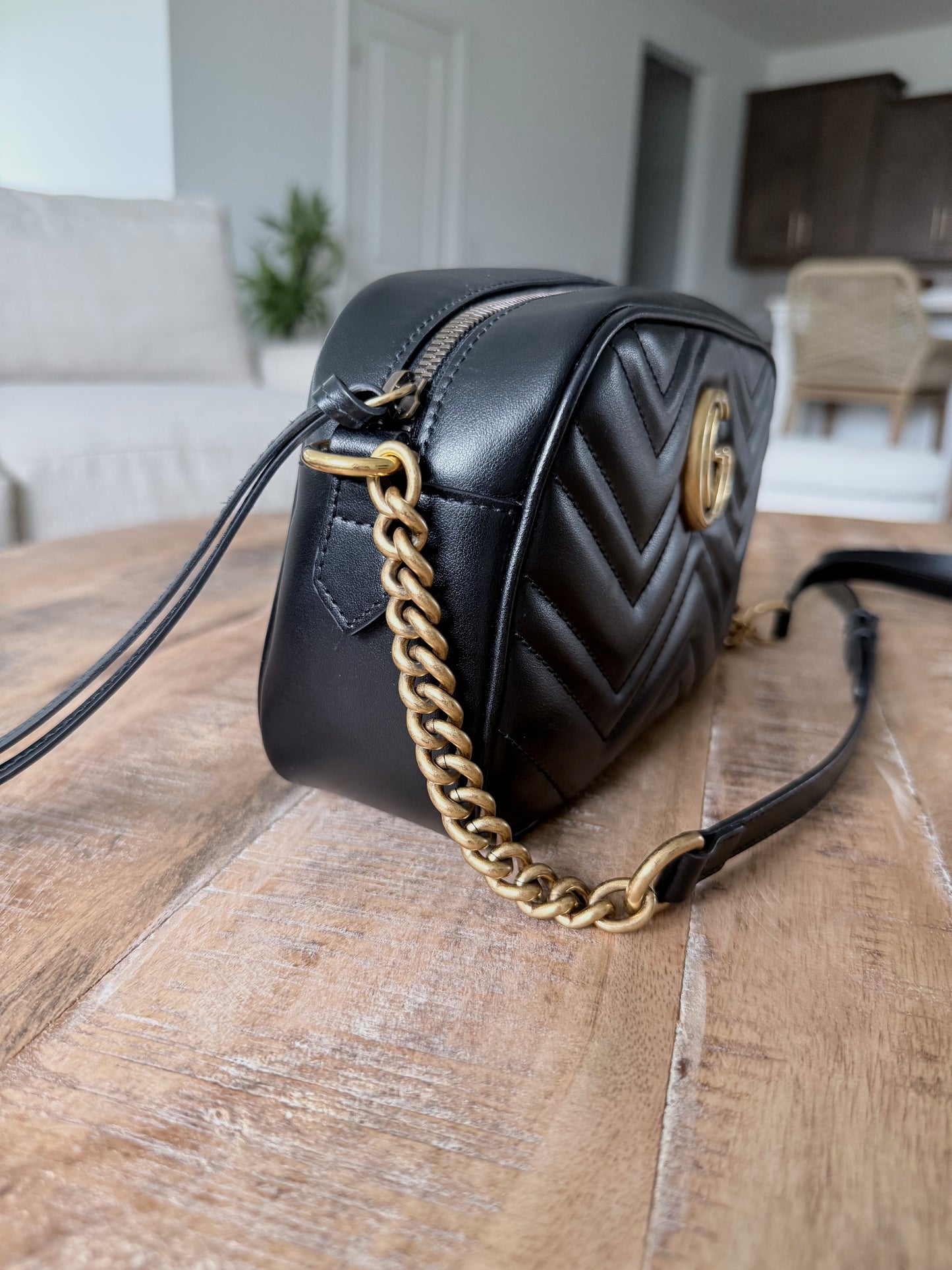Black Gucci Marmont Camera Bag