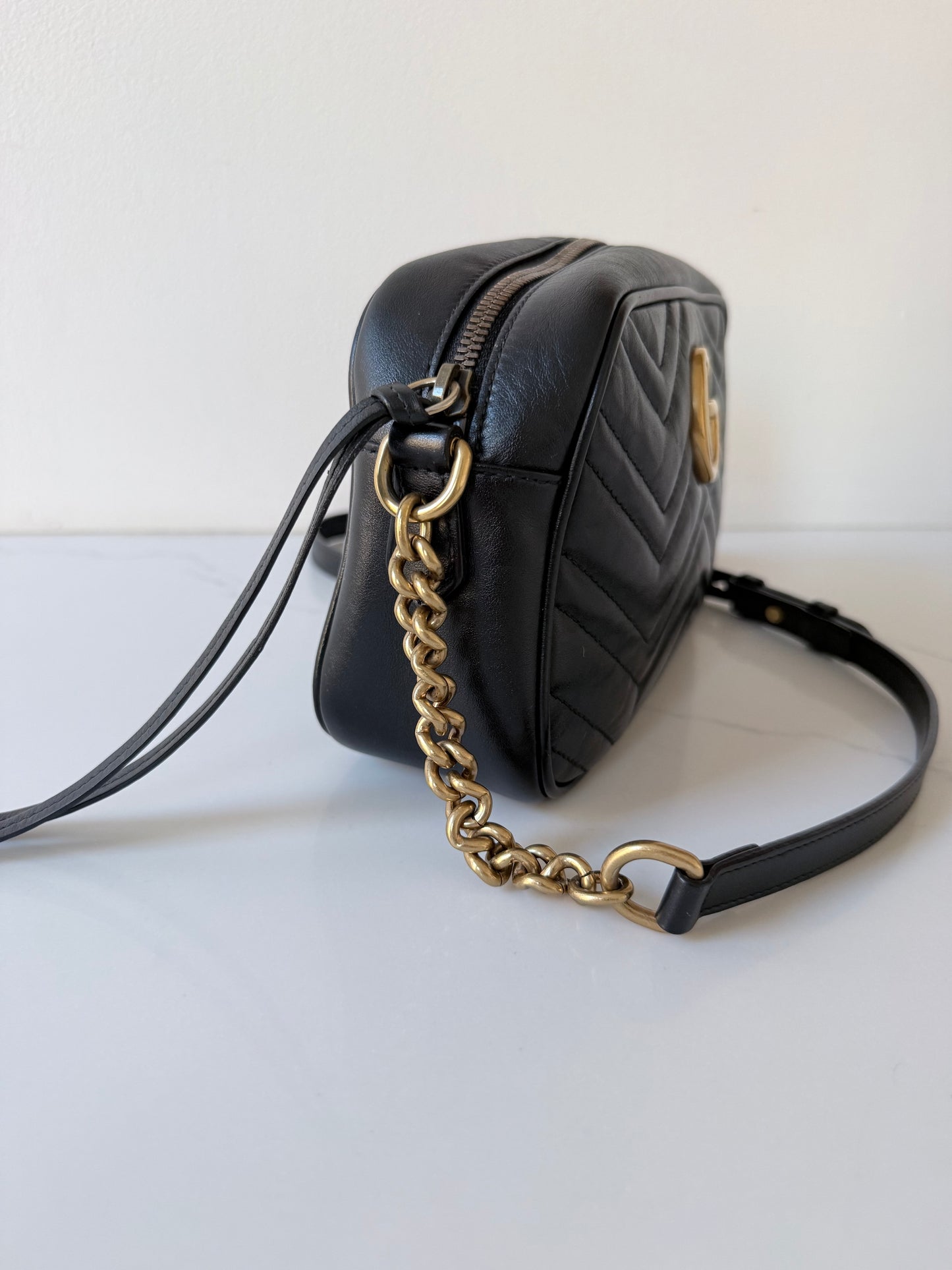 Black Gucci Marmont Camera Bag