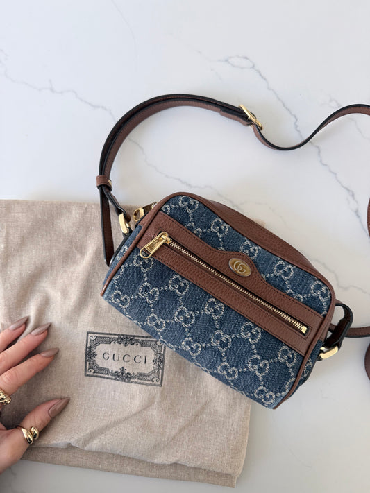 GUCCI Ophidia Shoulder Bag GG Denim Mini