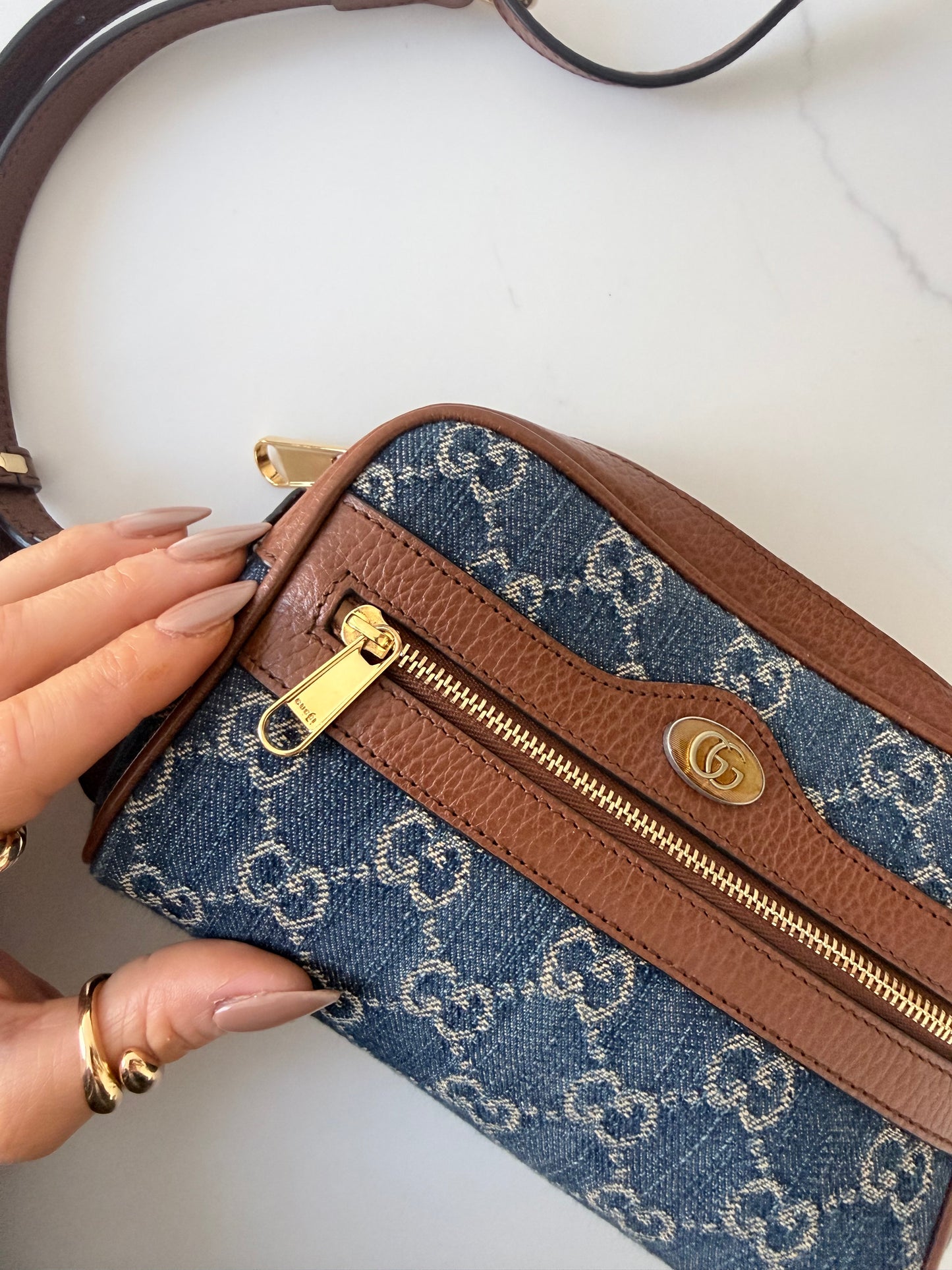 GUCCI Ophidia Shoulder Bag GG Denim Mini