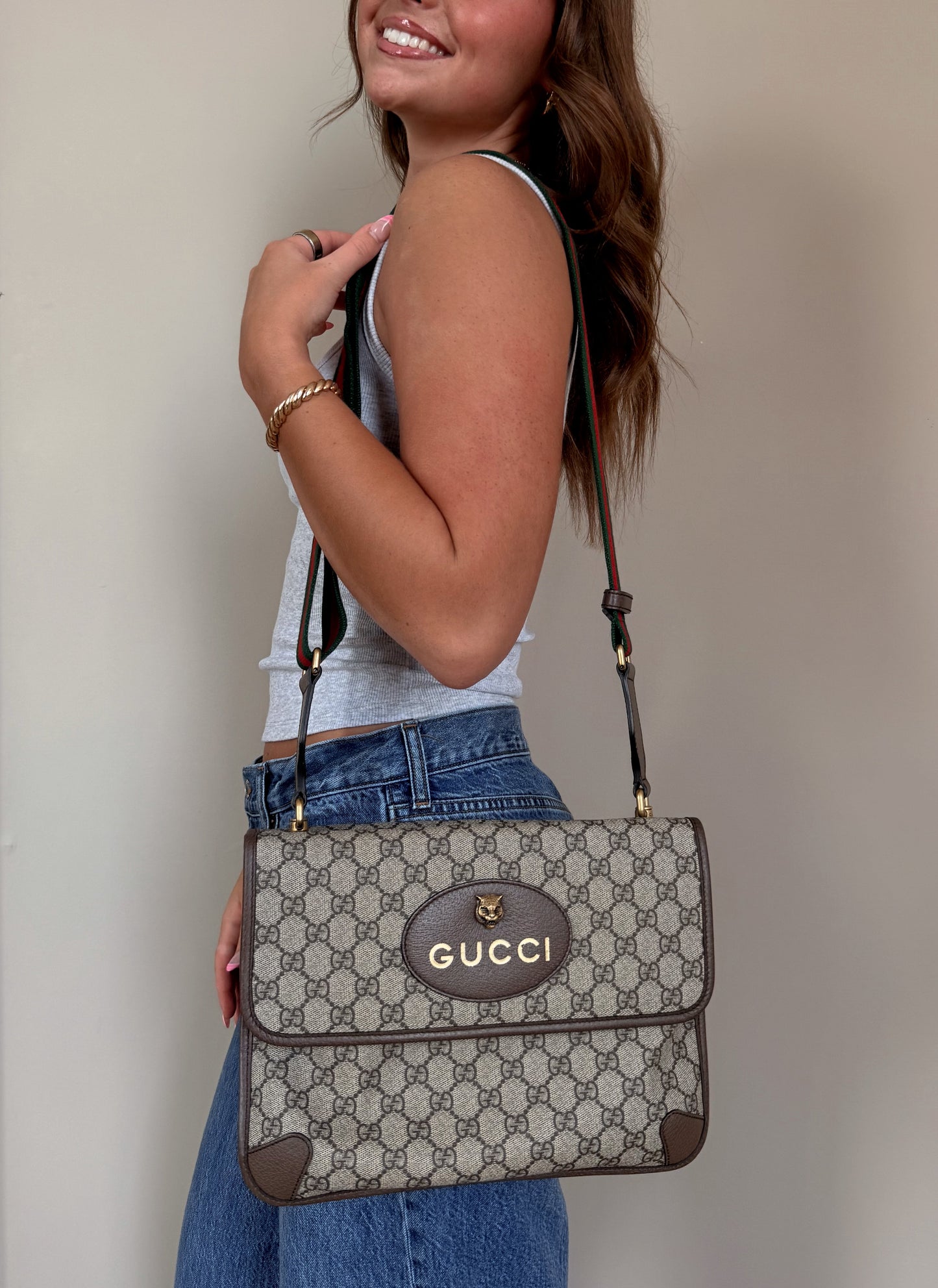 Gucci Neo Vintage Flap Messenger GG Coated Canvas Medium
