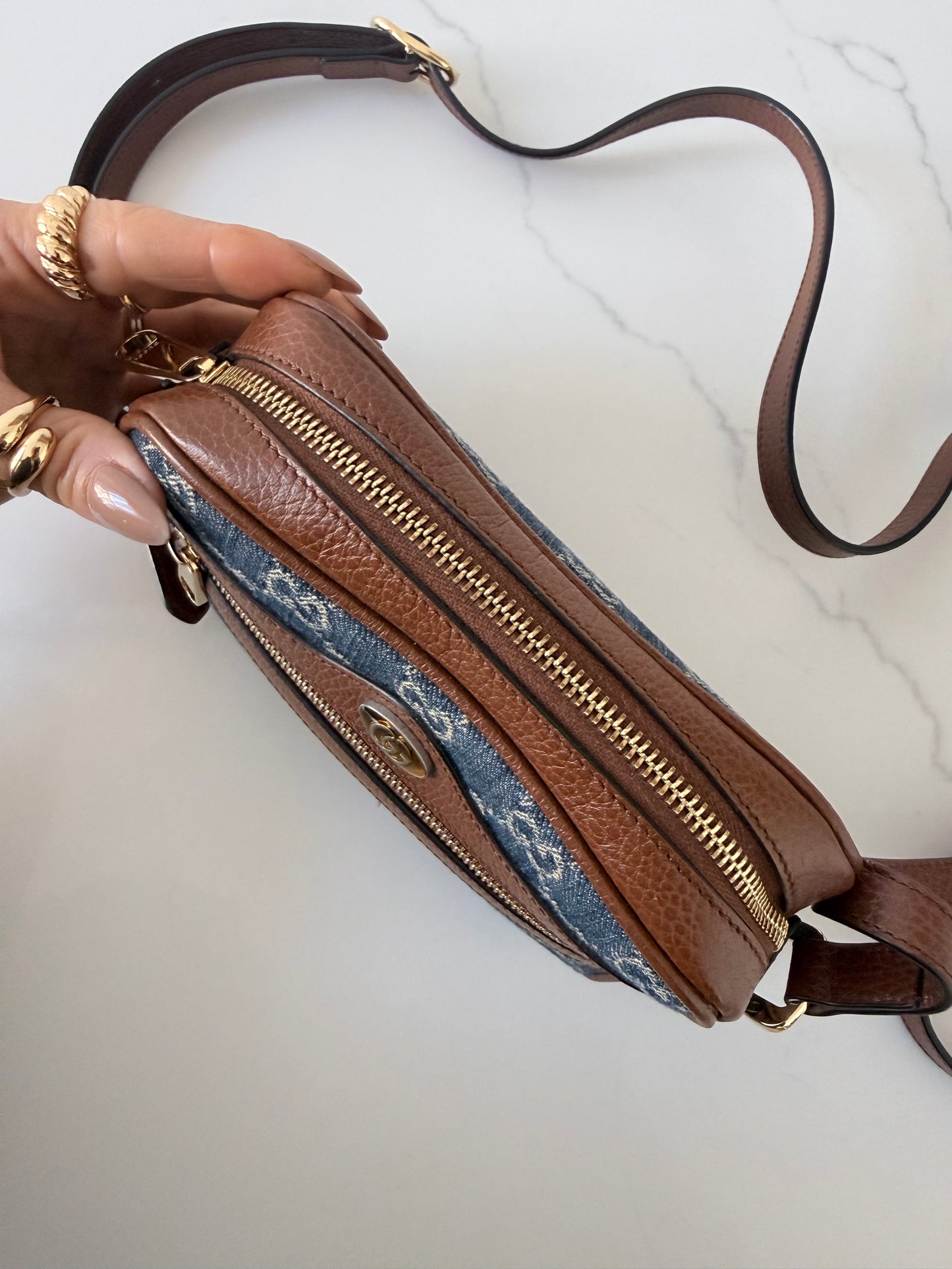 GUCCI Ophidia Shoulder Bag GG Denim Mini