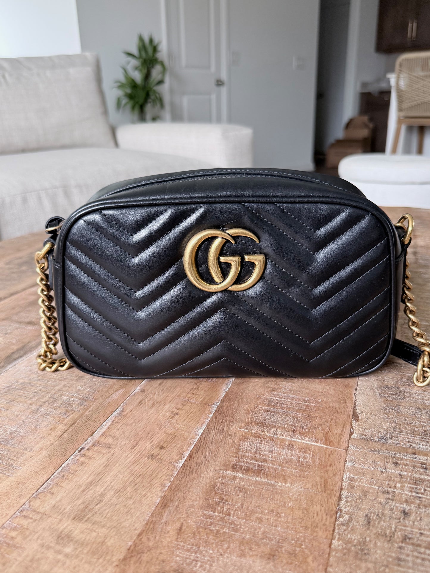 Black Gucci Marmont Camera Bag