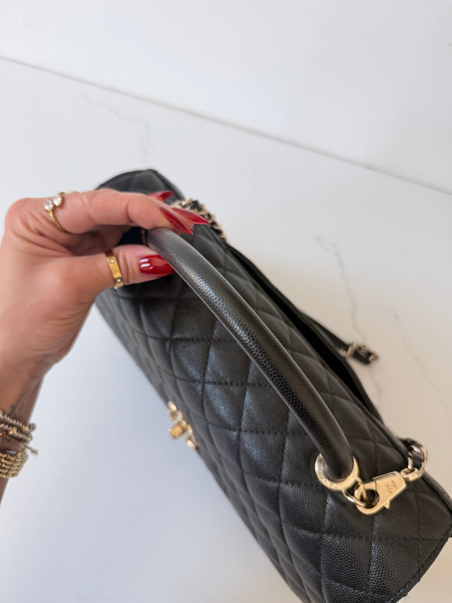 Chanel Caviar Quilted Medium Coco Handle Flap Black