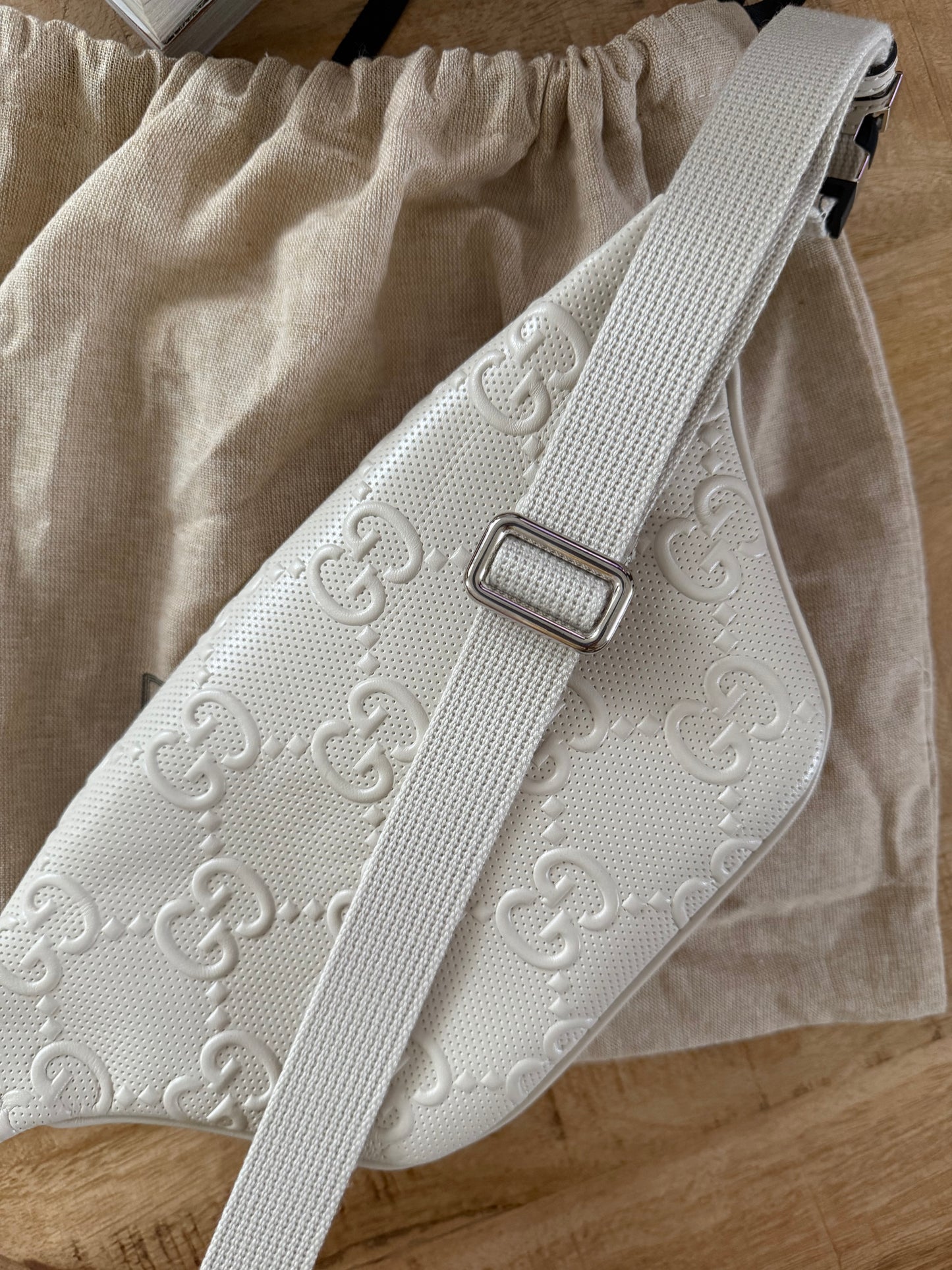 Gucci Emboss Belt Bag Cream