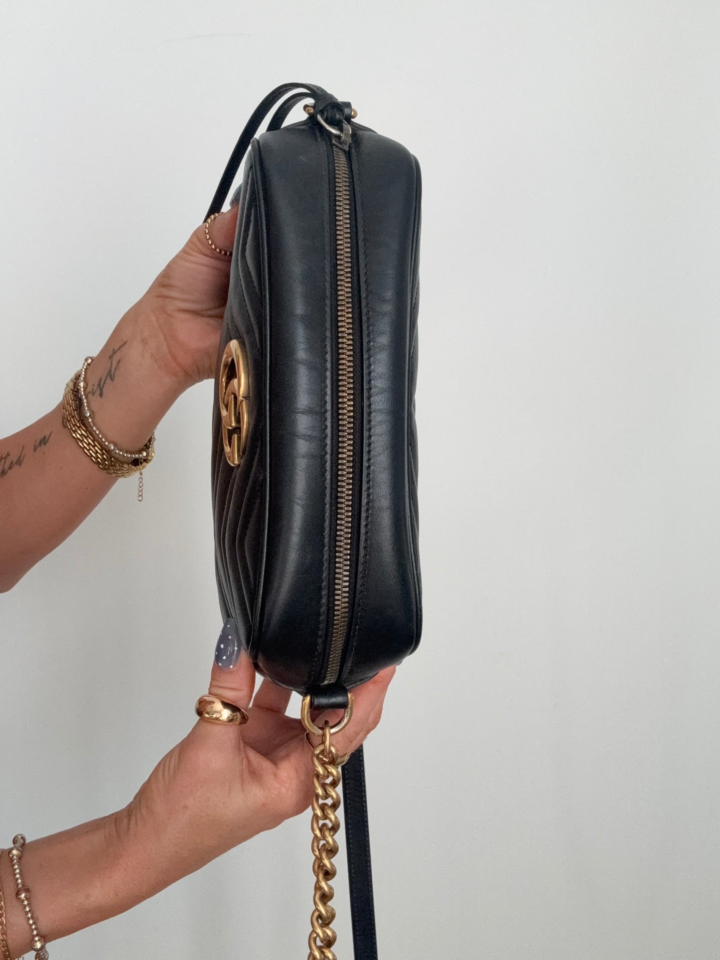 Black Gucci Marmont Camera Bag