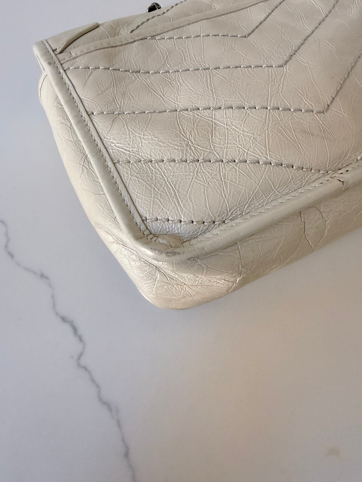 YSL Crinkled Calfskin Matelasse Monogram Niki Chain Bag