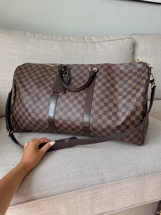 Louis Vuitton Bandouliere Keepall 55 Damier Ebene