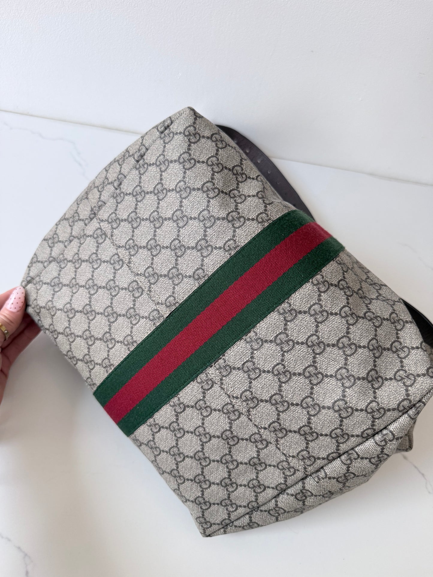 Gucci GG Supreme Web Stripe Jackie Hobo Shoulder Bag