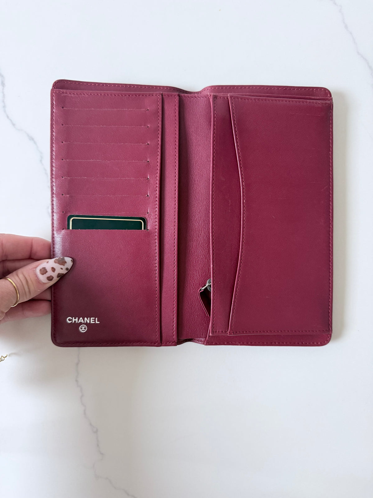 Chanel Burgundy Quilted Wallet