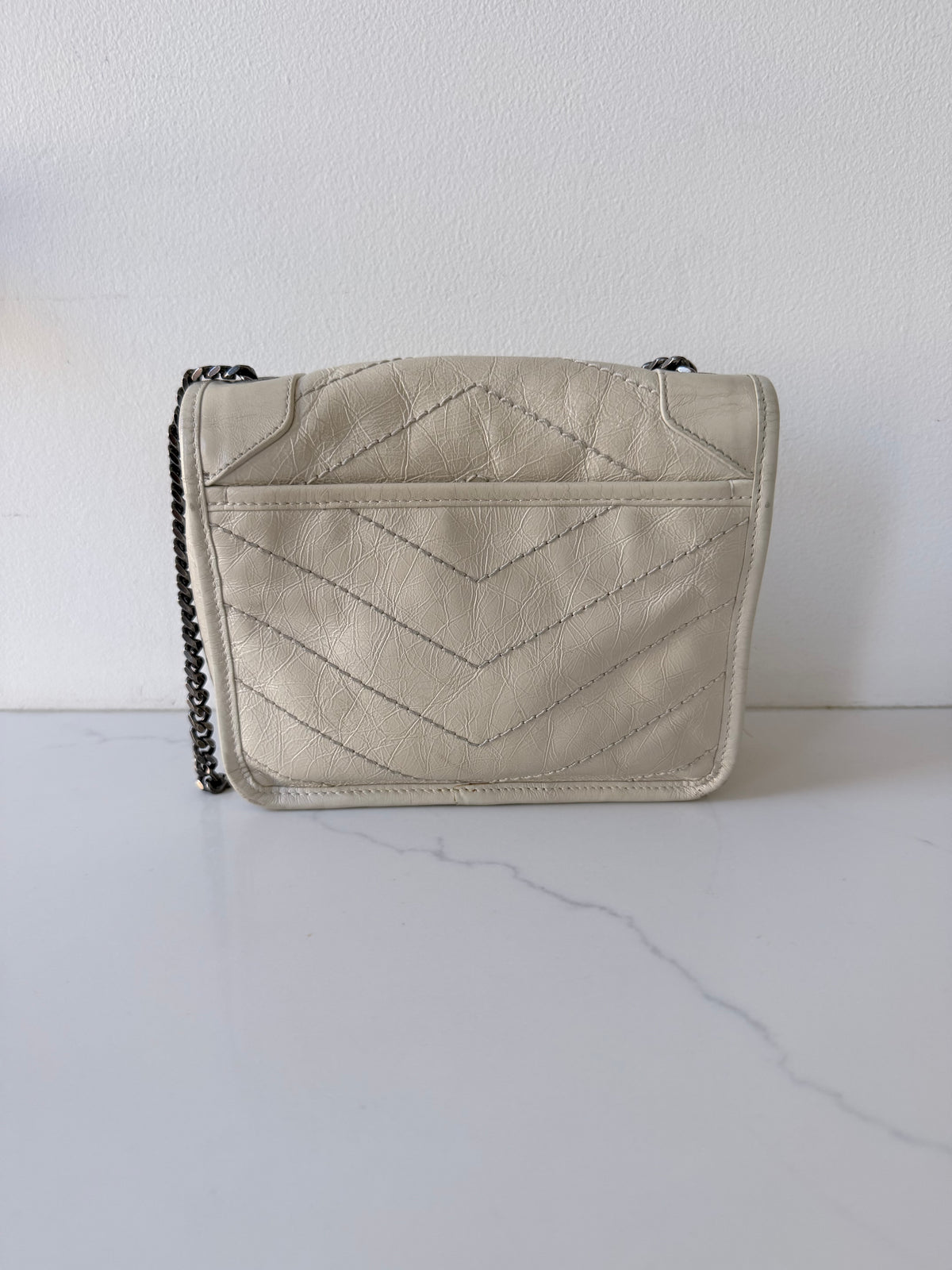 YSL Crinkled Calfskin Matelasse Monogram Niki Chain Bag