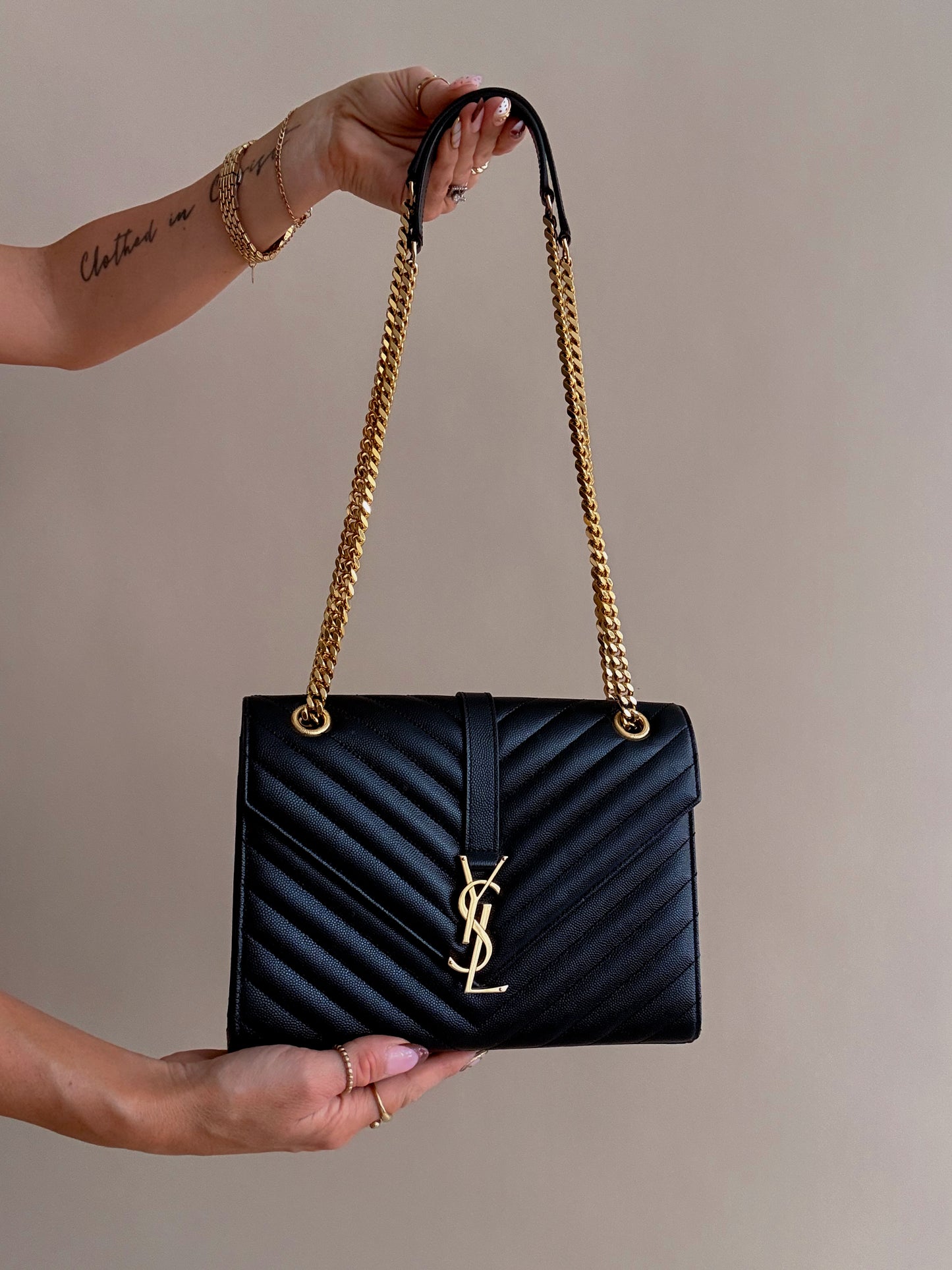 YSL Monogram Matelassé Envelope Chain Shoulder Bag